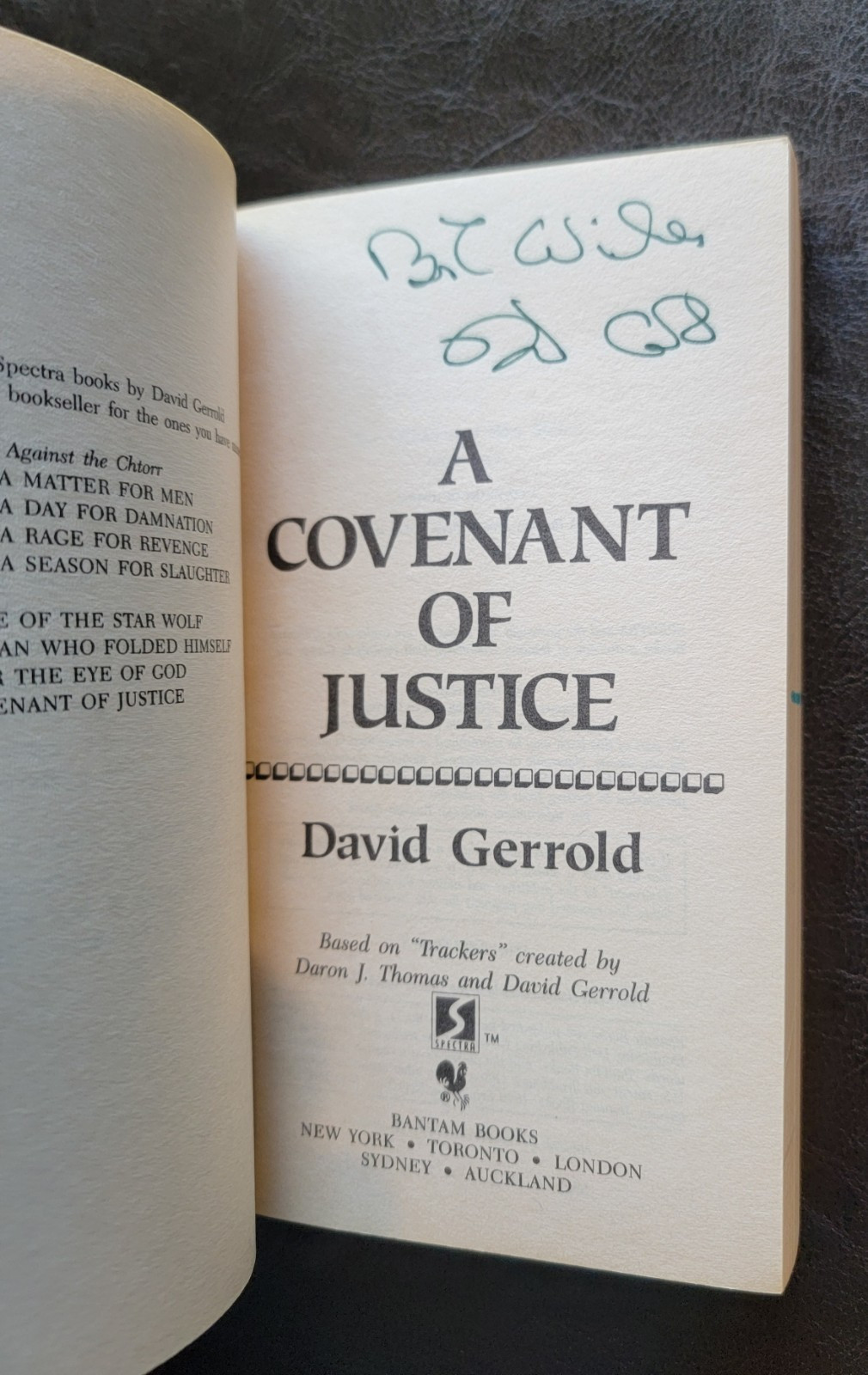 A Covenant of Justice David Gerrold Bantam Spectra Trackers Book #2 SIGNED