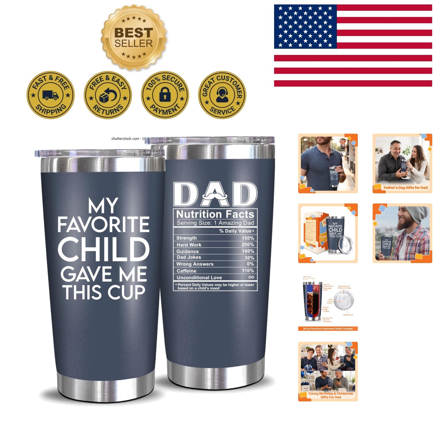 Durable Insulated Tumbler for Cool Dads — 20 oz Gifts for Birthdays and More