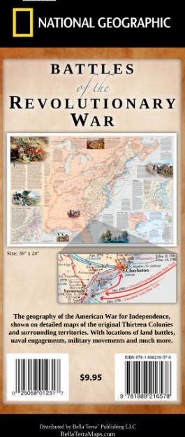 Battles of the Revolutionary War Map National Geographic Highly Detailed Map