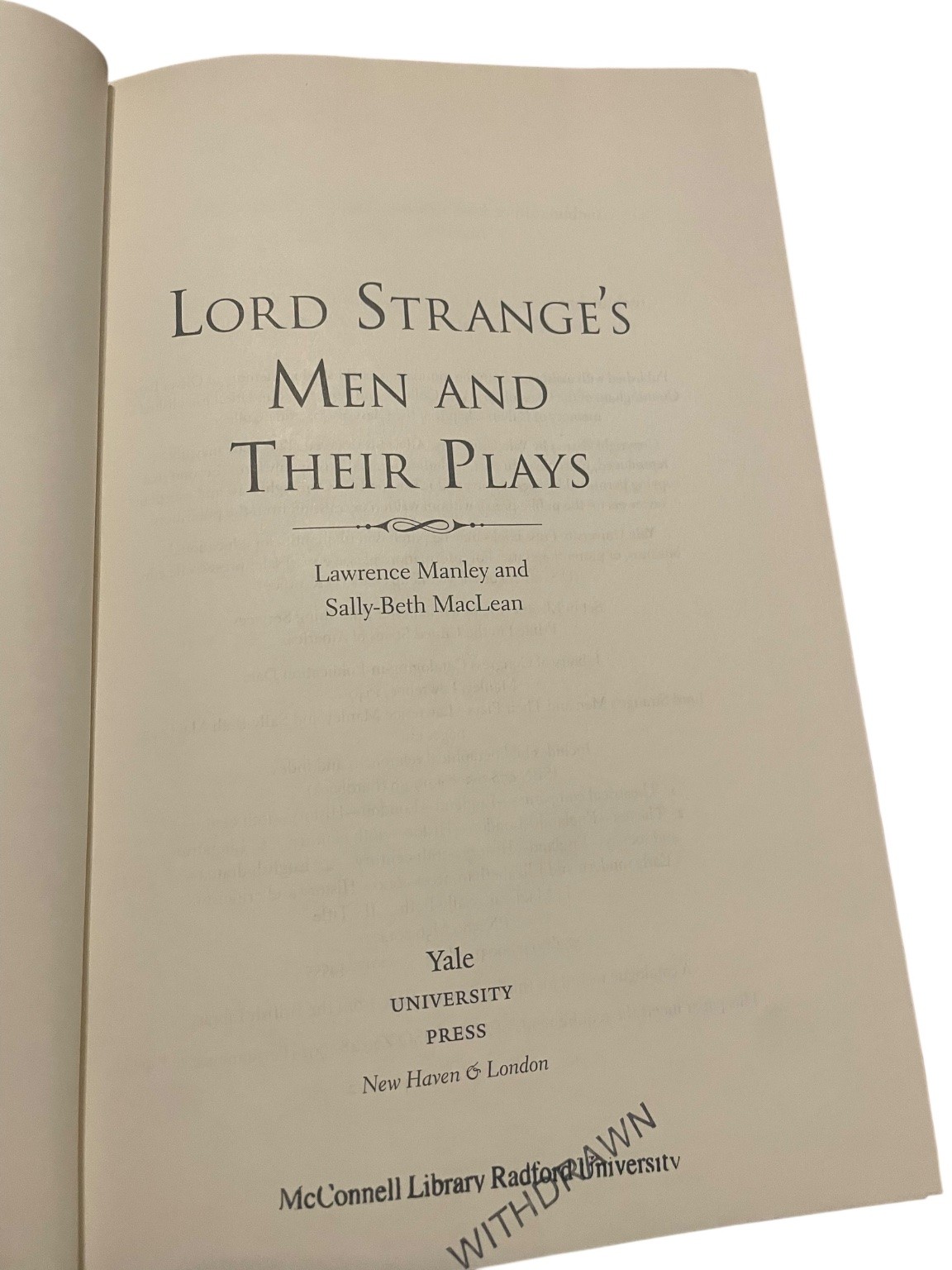 Lord Strange’s Men and Their Plays Manley MacLean 2014 Yale University Press