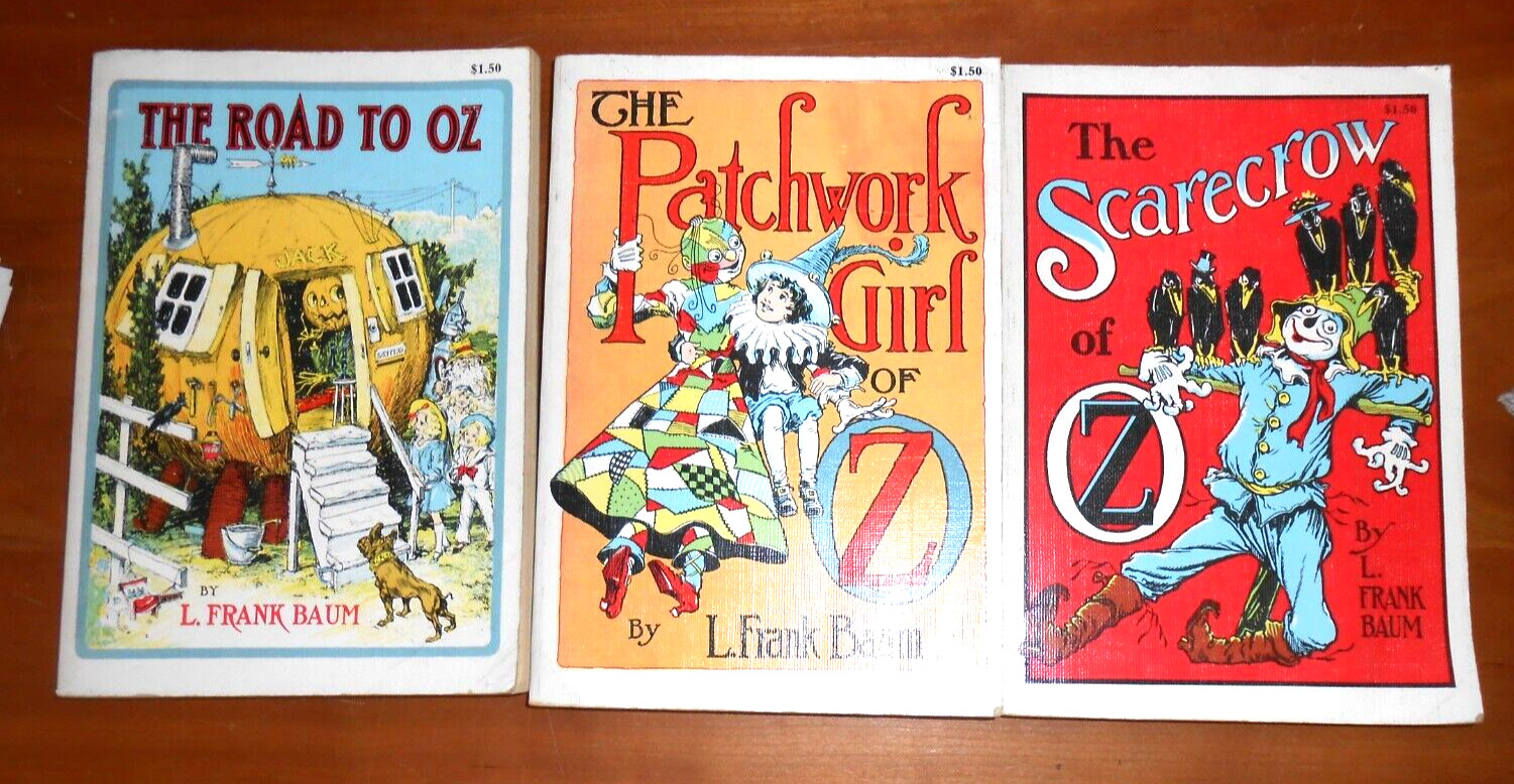 3 L. Frank Baum Oz (Road to~Patchwork Girl~Scarecrow) Rand McNally — TPB GC