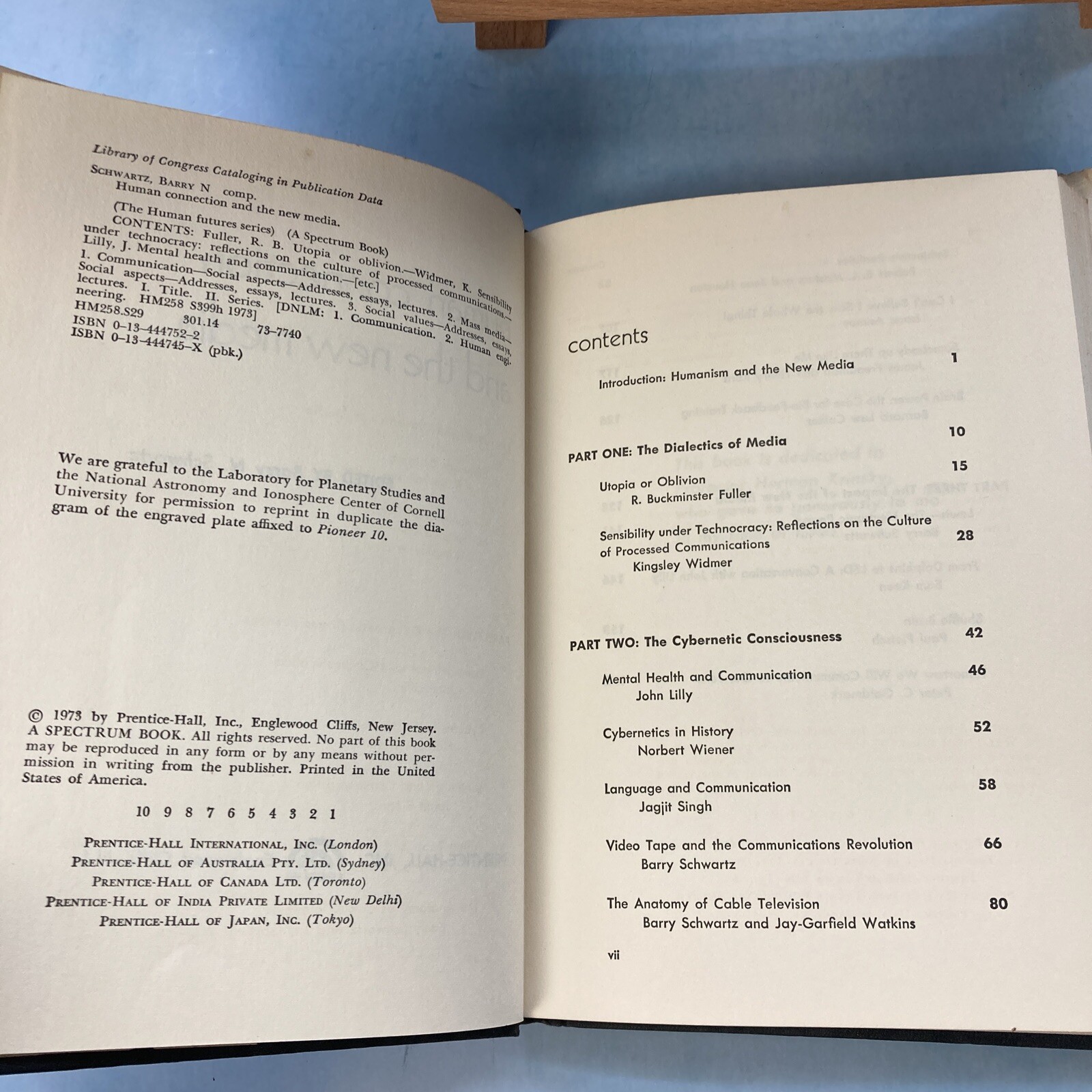 Human Connection and the New Media Hardcover — Barry N. Schwartz -VINTAGE! 1973