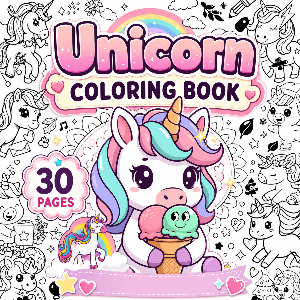 DIGITAL CONTEN — Unicorn Coloring Book: For Kids Ages 4-8 PRINTABLE