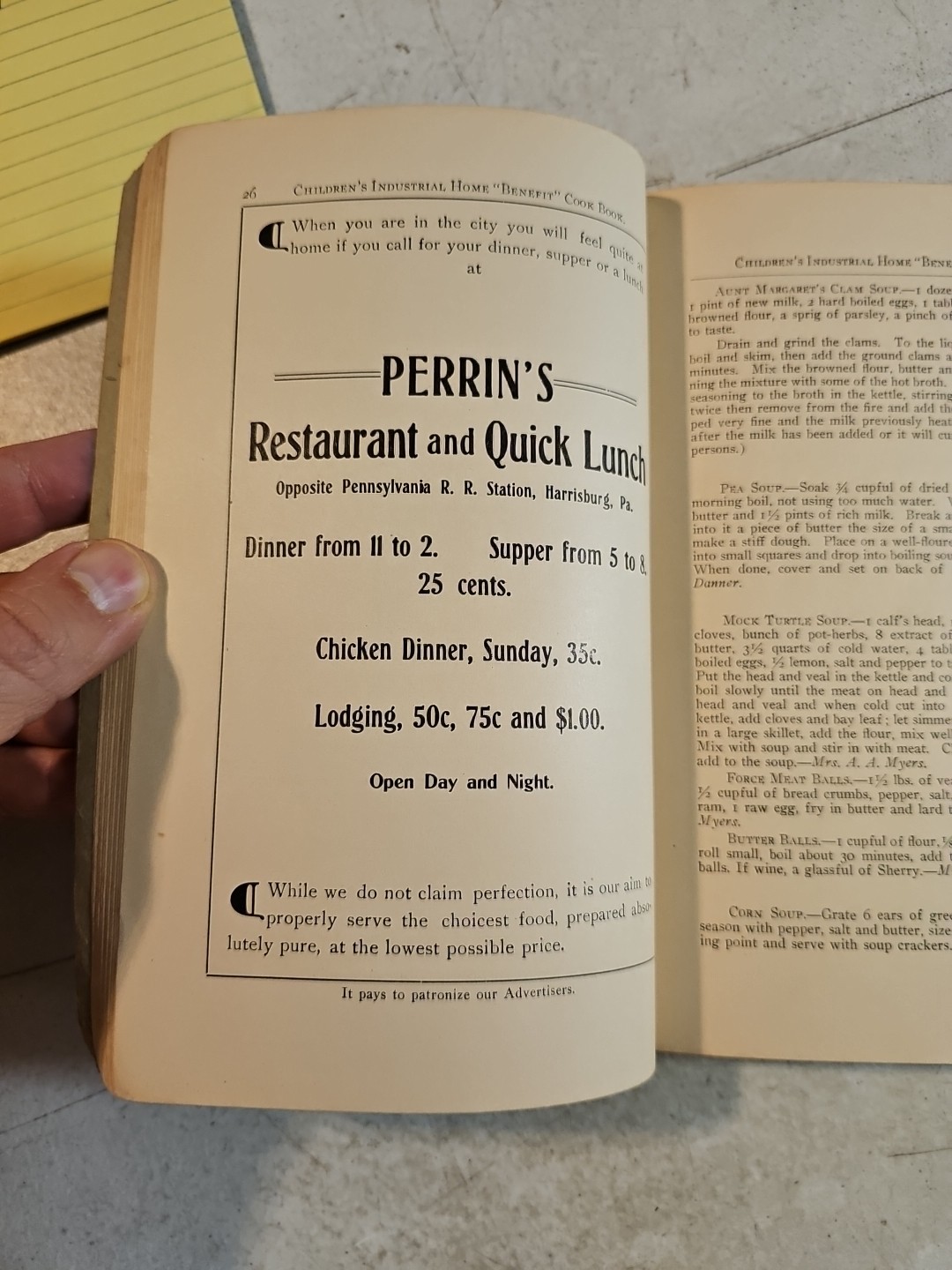 Vintage 1910’s The Children’s Industrial Home Benefit Cookbook. Harrisburg, PA