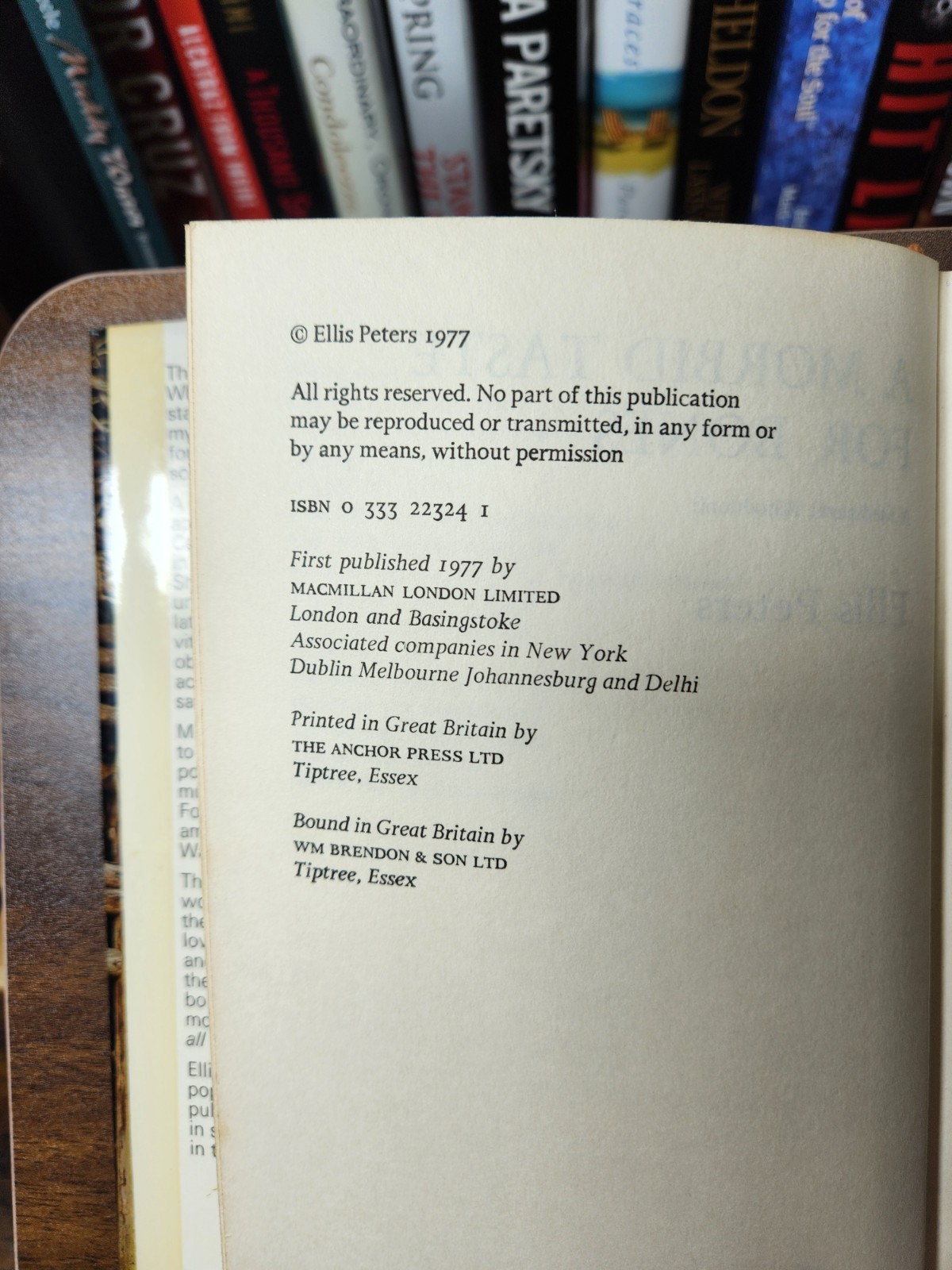 A Morbid Taste for Bones by Ellis Peters HC DJ 1977 1st UK Edition