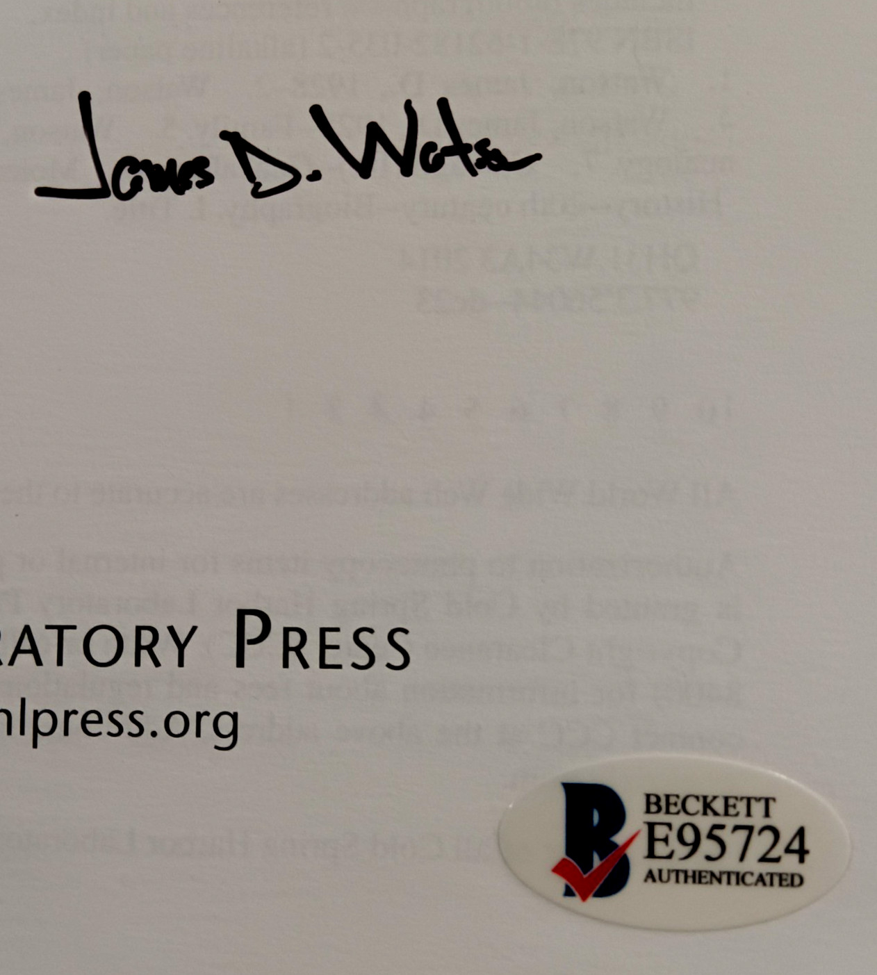 James D Watson — Father To Son SIGNED / AUTO HB Book — BECKETT AUTHENTICATED