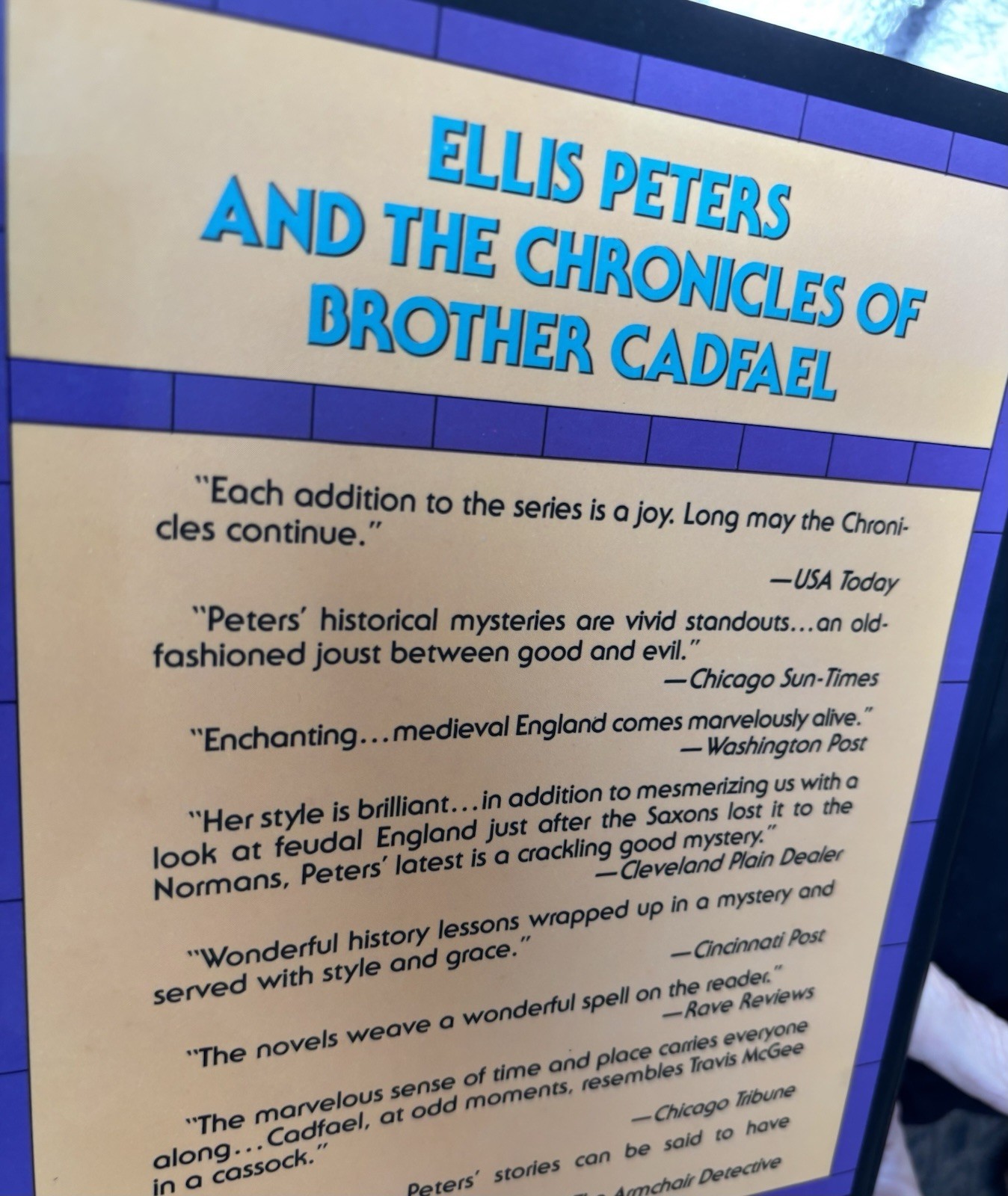 Ellis Peters A Rare Benedictine Mysterious HB DJ 1989 1st Ed NEW