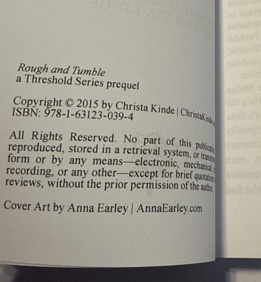 2015 Rough and Tumble Christa Kinde Paperback Threshold Series Prequel