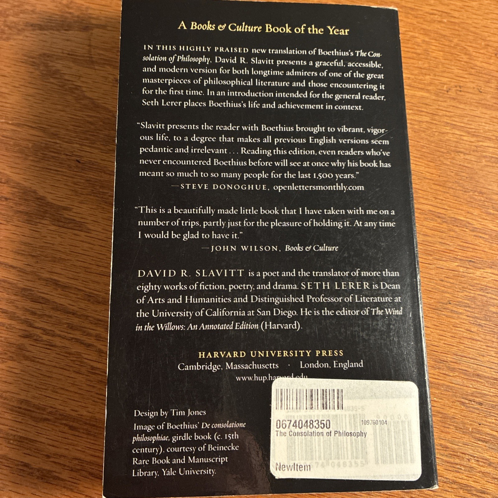 The Consolation of Philosophy by Boethius: David Slavitt Paperback 175 Pages