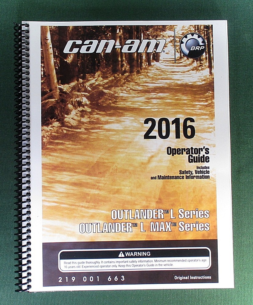 2016 Can-Am Outlander L 450 Owner’s Manual: 196 pages & protective Covers!