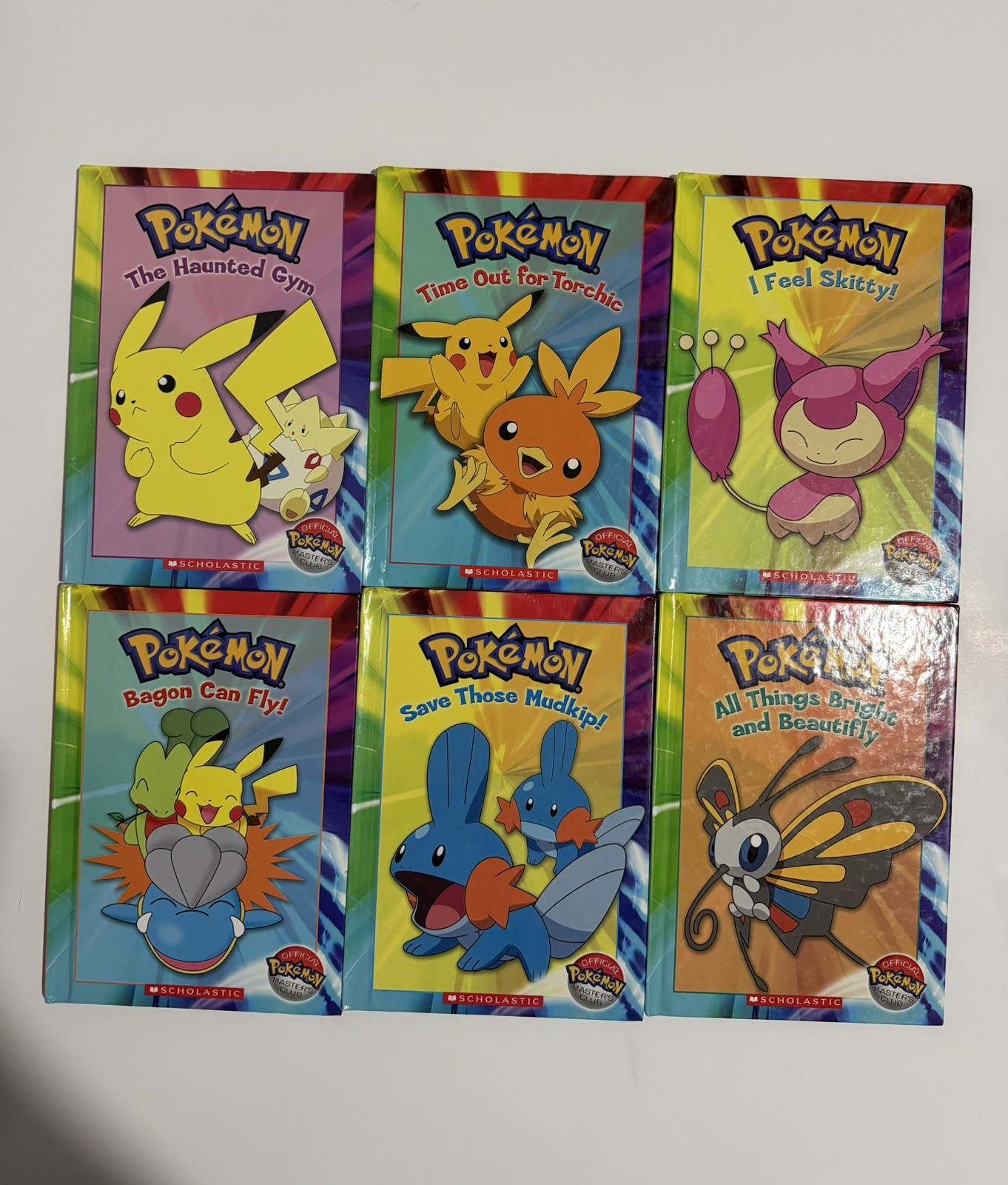 Lot Of 6 Vintage Children POKEMON Scholastic Books 2004-2005 Hardcover Pikachu