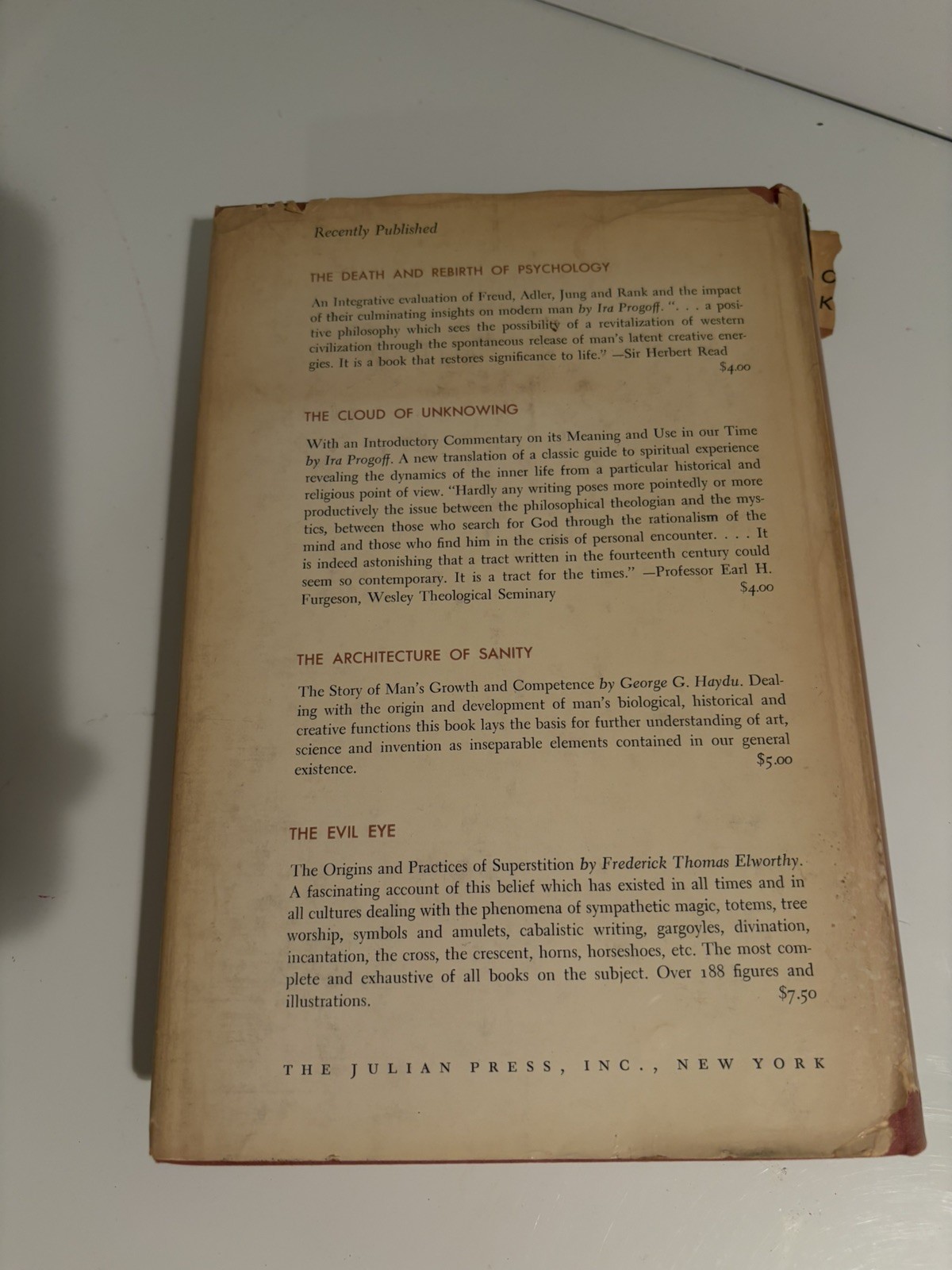 Otto Rank by Jessie Taft A biographical study 1958 Hardcover Book