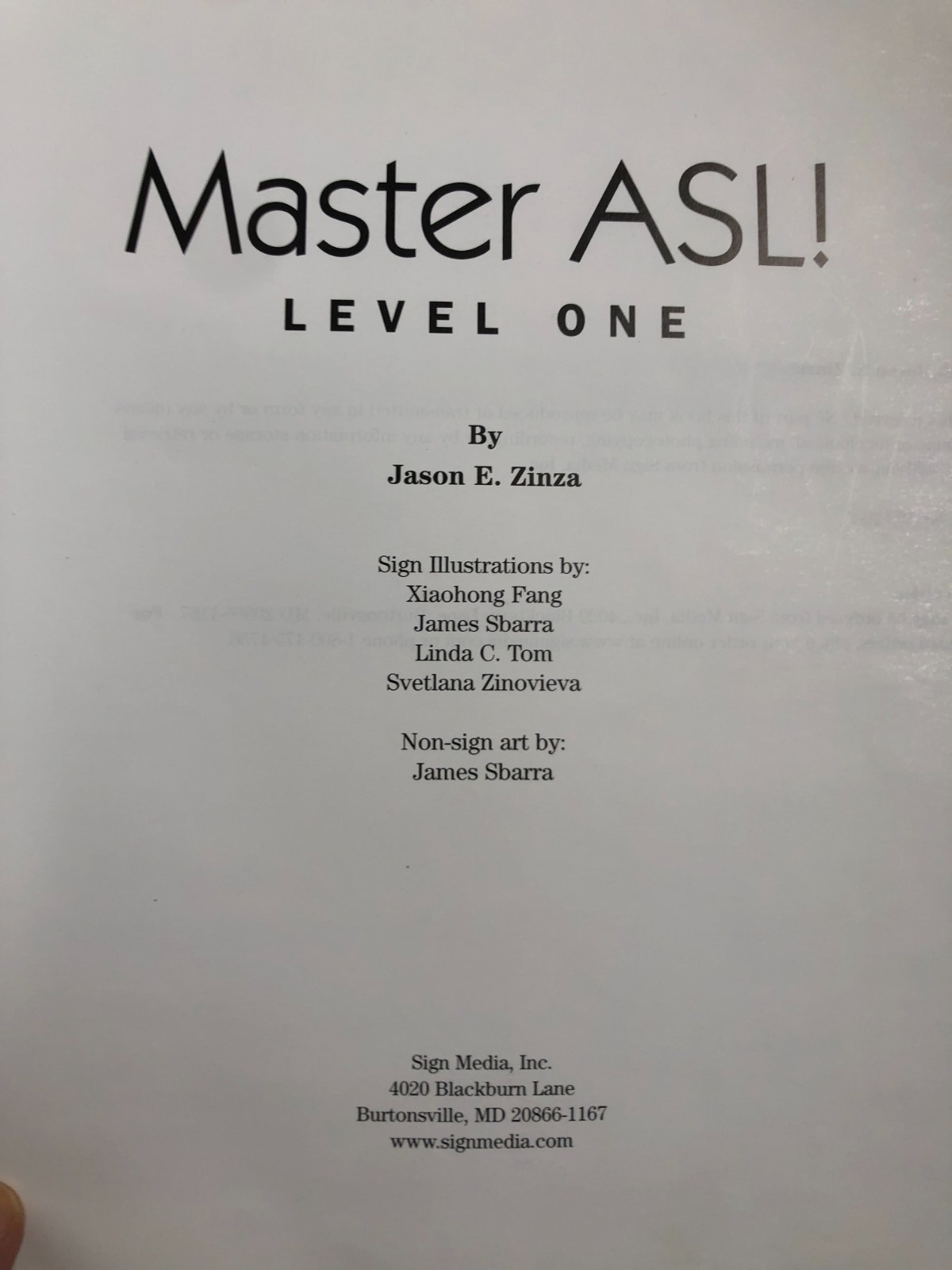 Master ASL! Level One Book by Jason E. Zinza American Sign Language 411 pages HC