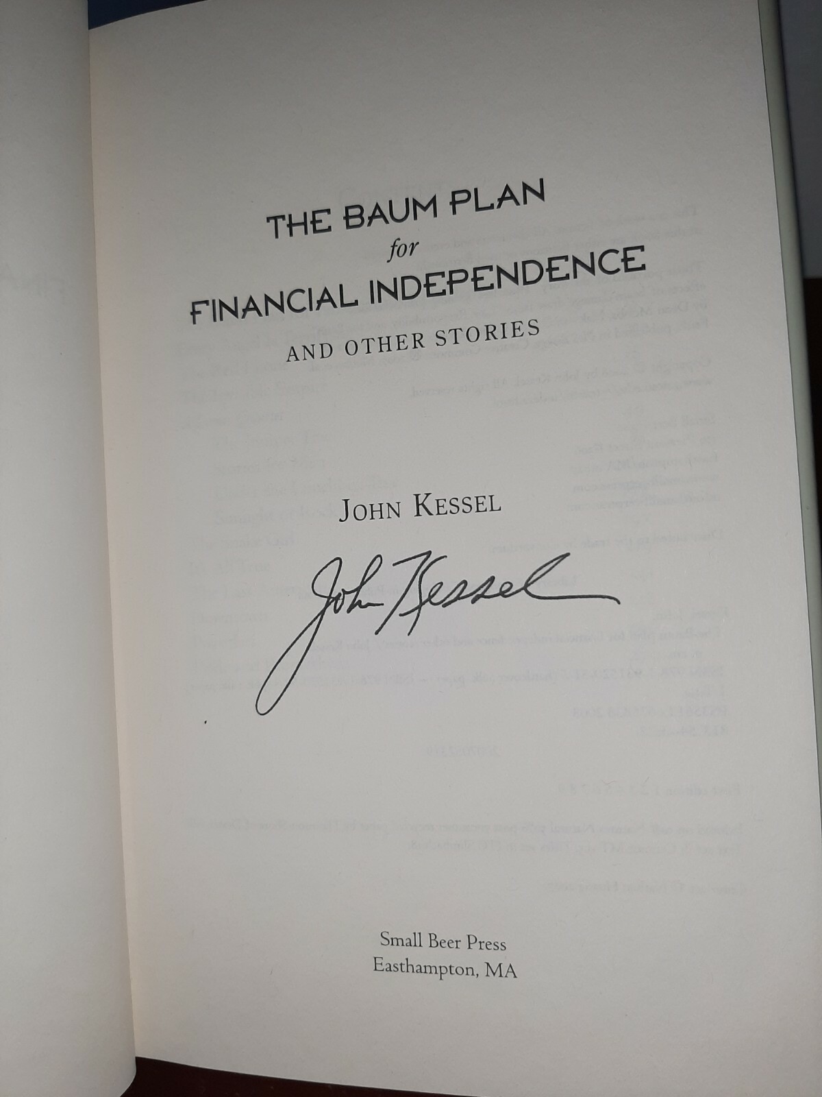 The Baum Plan for Financial Independence John Kessel Signed Hardcover
