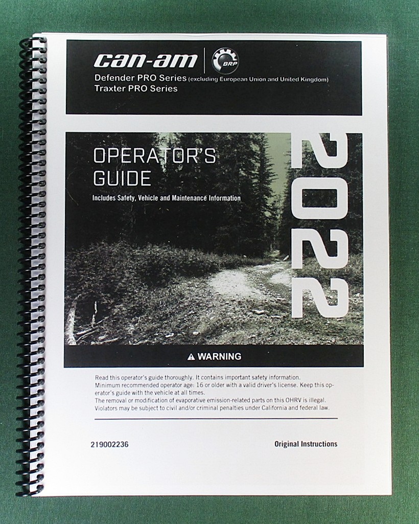 2022 Can-Am Traxter PRO HD10 Owner’s Manual: 228 Pages & Protective Covers