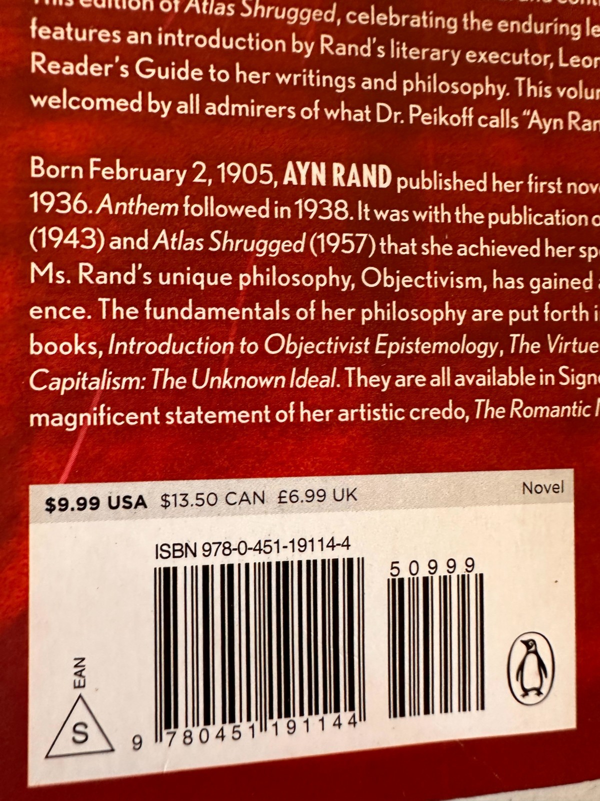 Atlas Shrugged by Ayn Rand (1996, Uk- a Format Paperback)