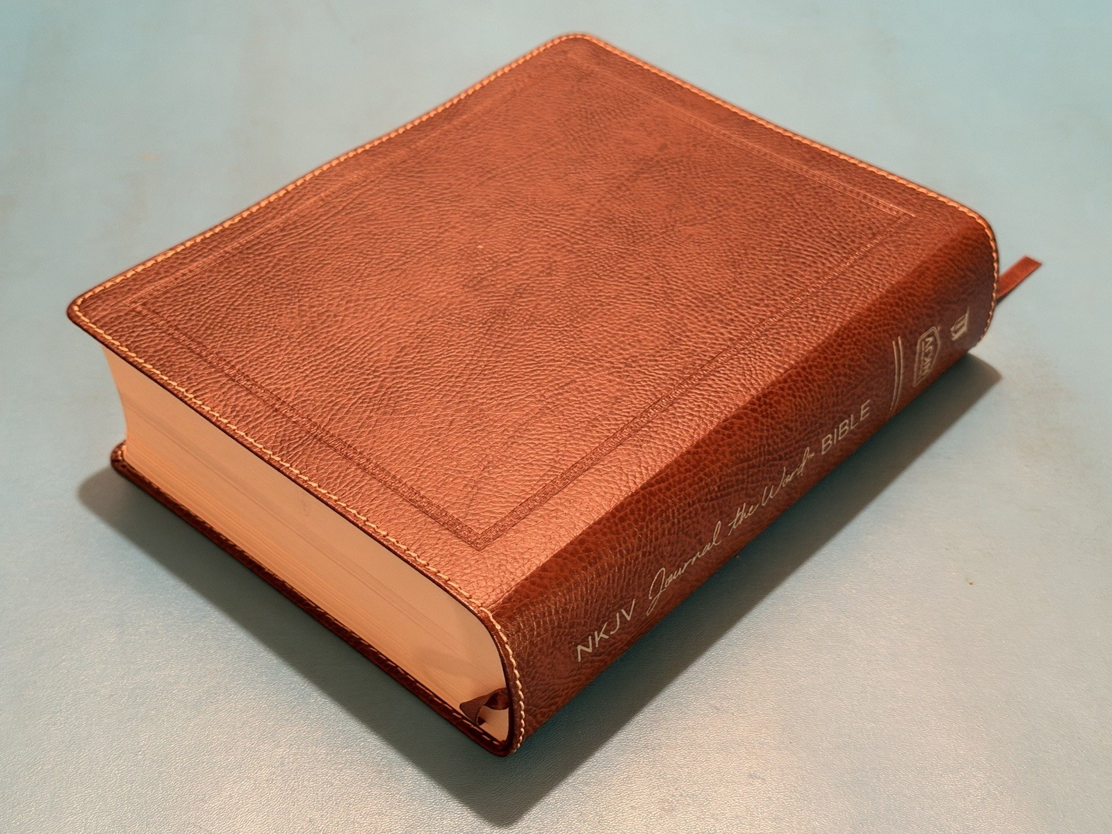 NKJV Journal the Word Bible ~ LARGE PRINT ~ Brown Bonded Leather ~ 2016 Nelson