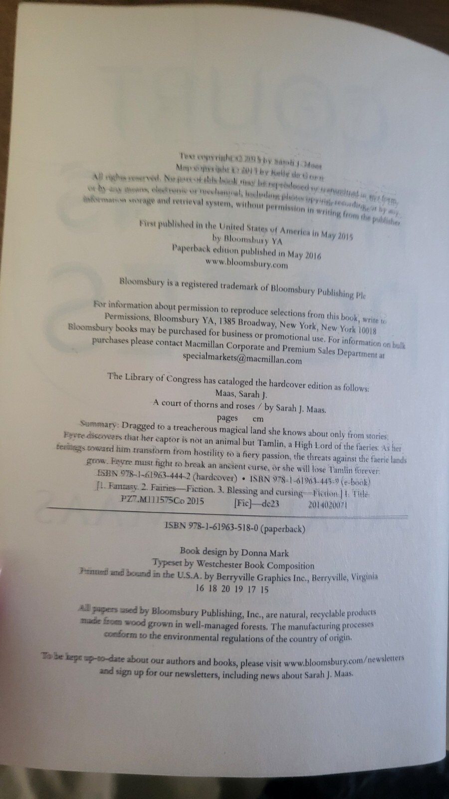 A Court of Thorns and Roses A Court of Thorns and Roses by Sarah J. Maas