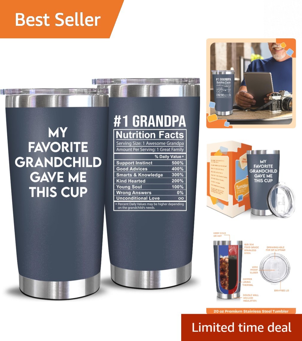 20 Oz BPA-Free Steel Tumbler — Perfect Gift for Grandfather’s Birthday & More