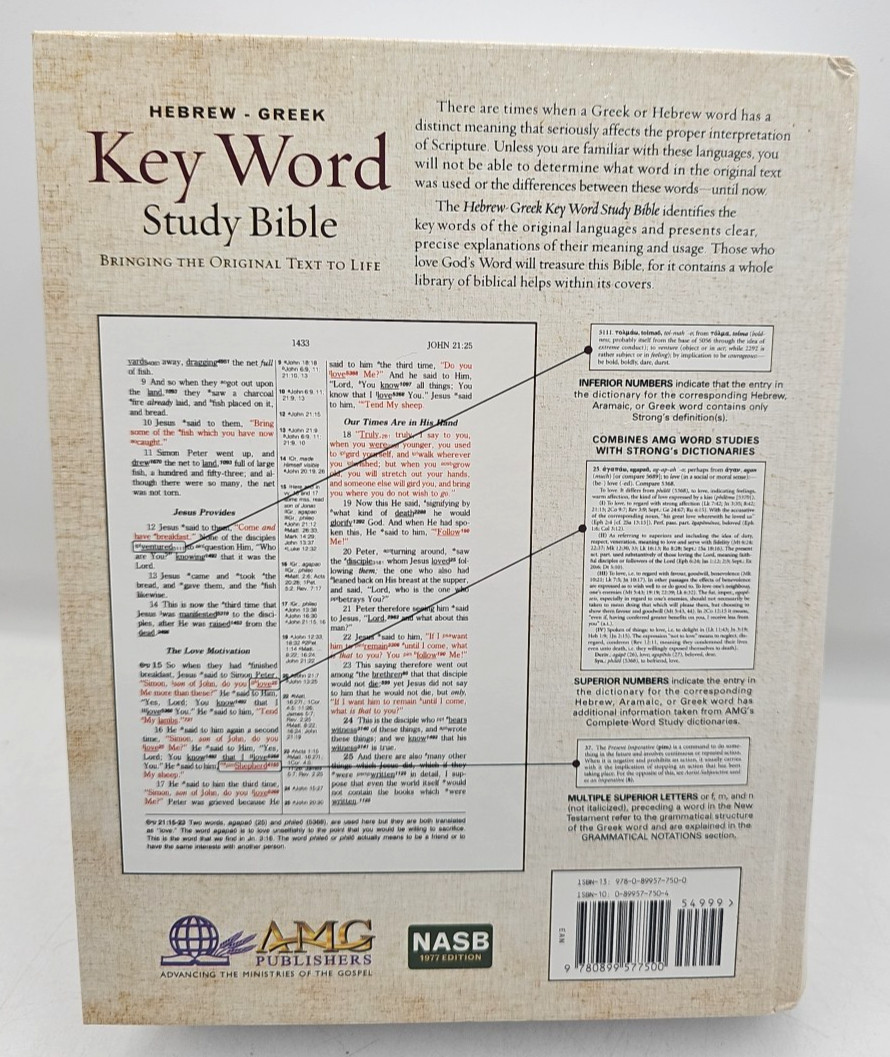 Hebrew Greek Key Word Study Bible NASB Spiro Zodhiates 2008 Hardcover