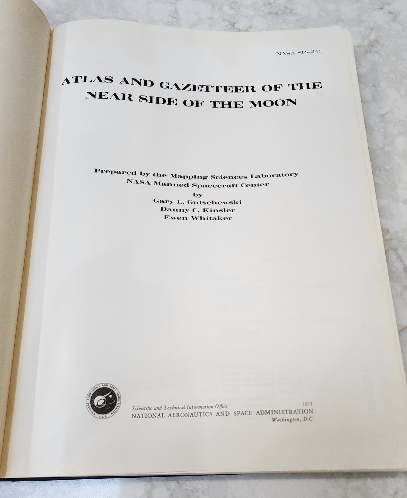 Atlas and Gazetteer of the Near Side of the Moon (NASA SP-241) Hardcover 1971