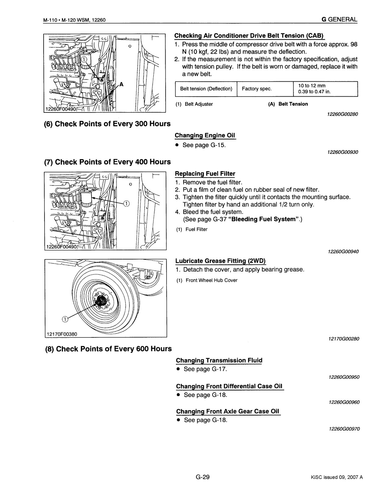 KUBOTA M-110 M-120 Tractor Workshop Manual BIND, FRONT & BACK — XL FOLDOUT PAGES