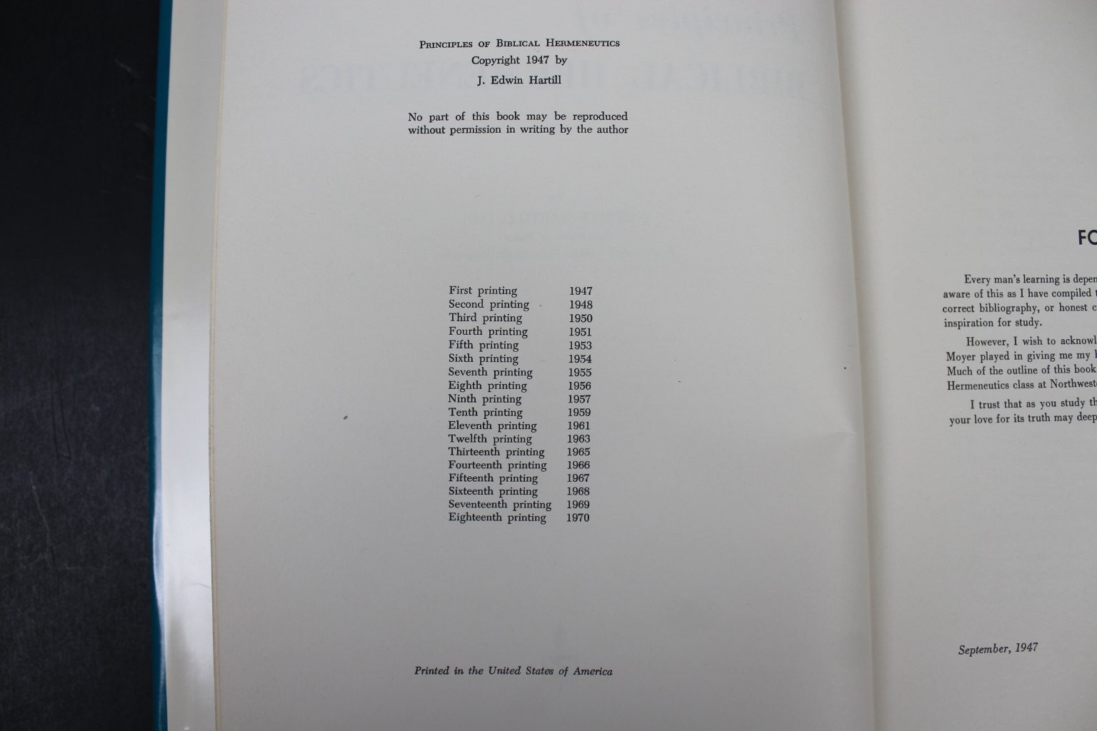 Principles of Biblical Hermeneutics J. Edwin Hartill 1970 18th Printing HCDJ VG