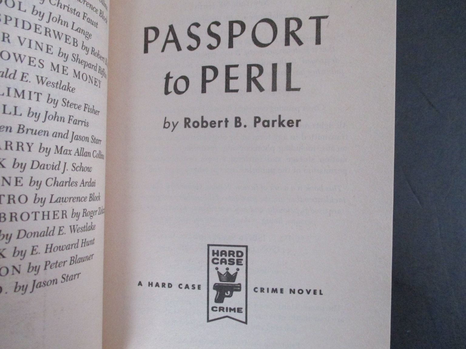 Passport to Peril Robert B. Parker 2009 Hard Case Crime Pulp Mystery Fiction PB