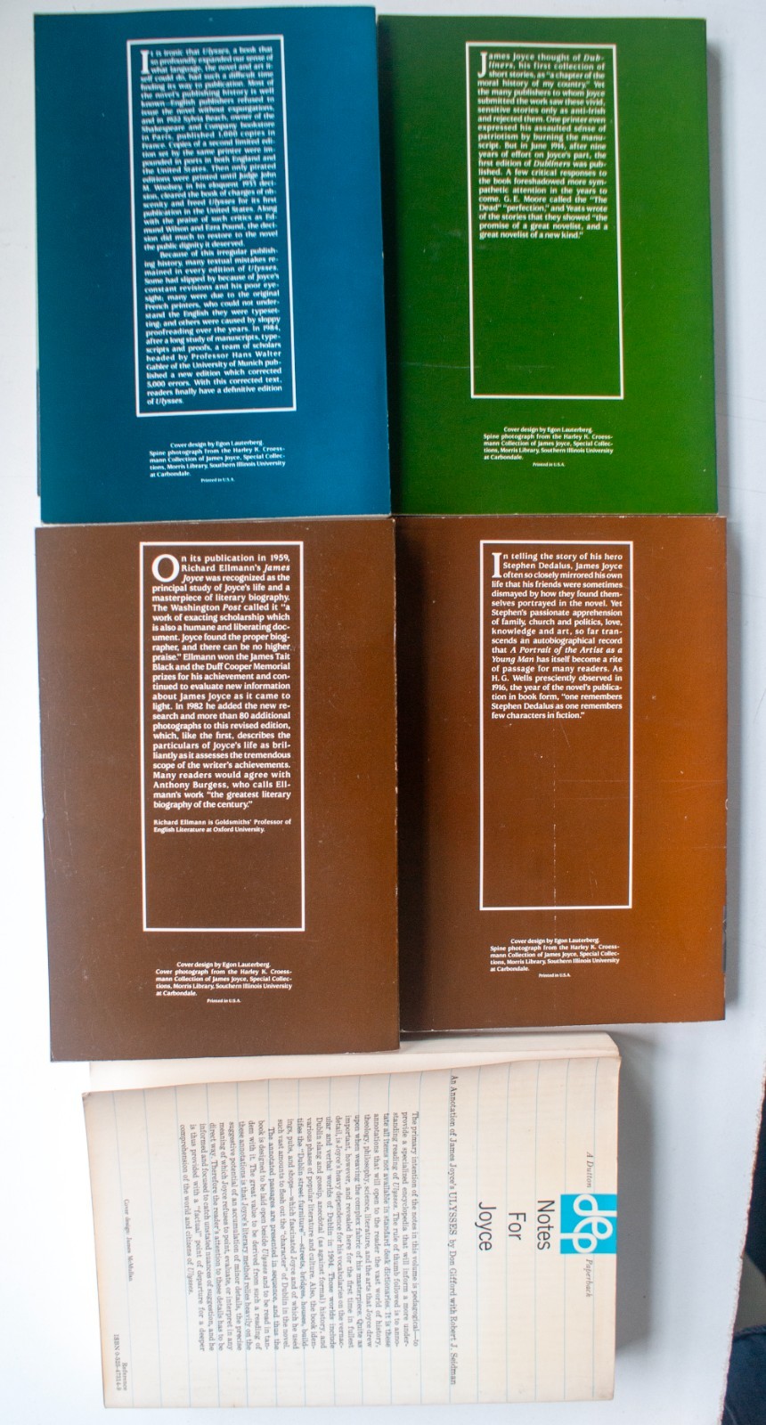 NOTES FOR JOYCE, Gifford, Seidman, JAMES JOYCE, Ellmann, ULYSSES + 2 [479]