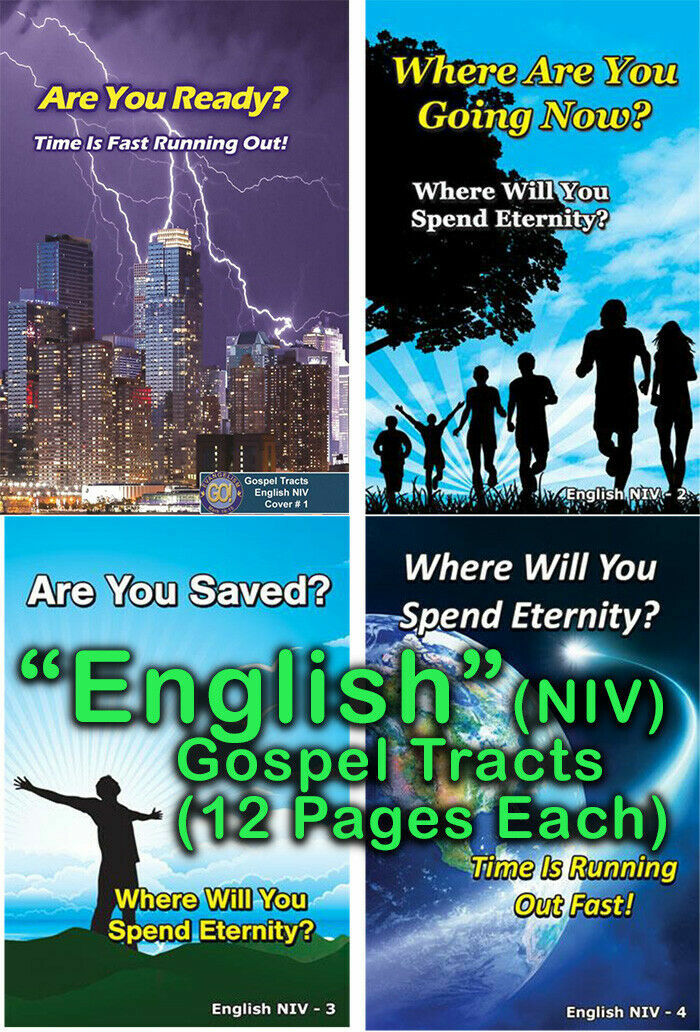 «ENGLISH» Gospel Tracts(NIV), PACK of 40 in 4 Covers, 12 Pages Each.