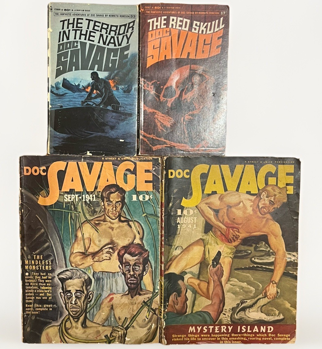 DOC SAVAGE Vintage 1940s Pulp Magazine Lot With Paperbacks