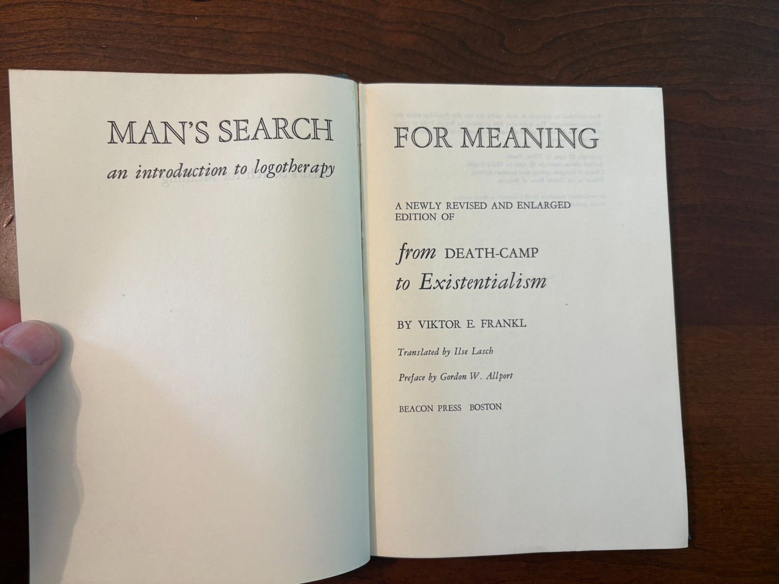 Man’s Search for Meaning by Victor E. Frankl — Revised Edition 9th Printing 1970