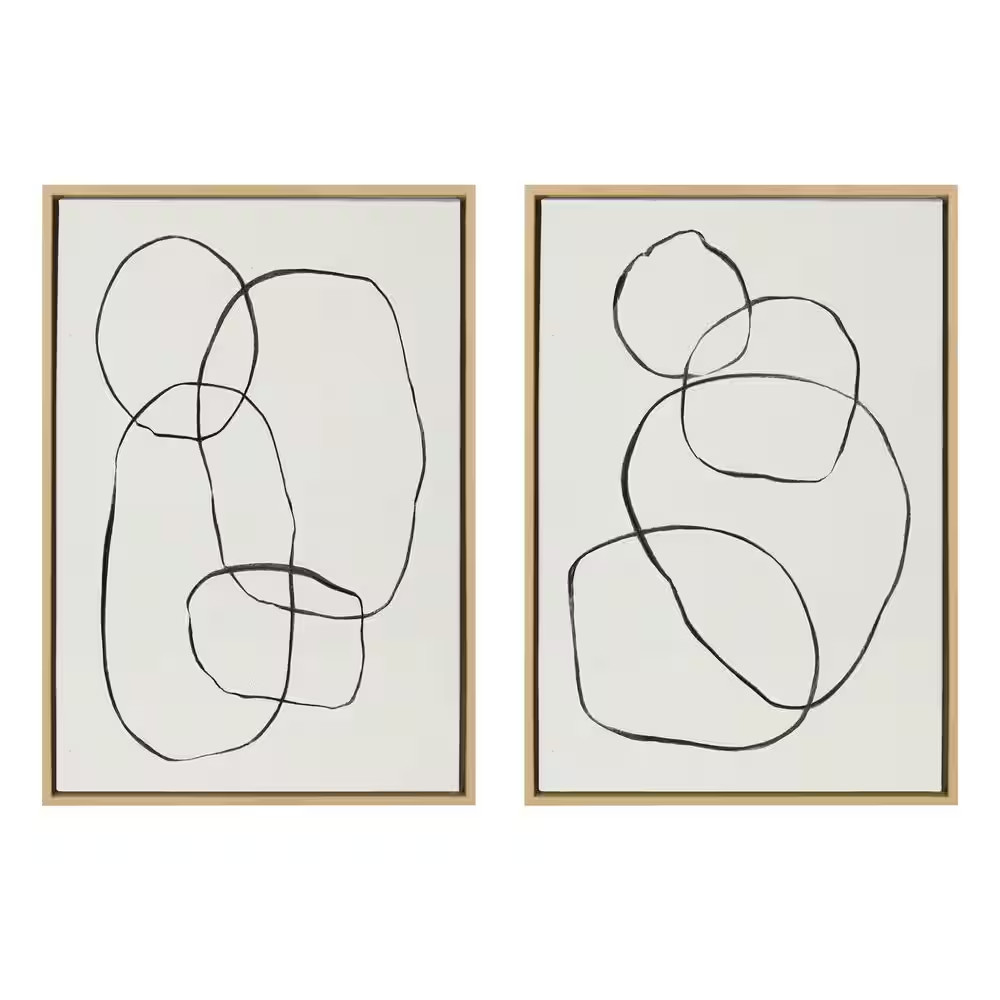 871 Modern Circles & 869 Going in Circles by Teju Reval Framed Abstract Canvas W