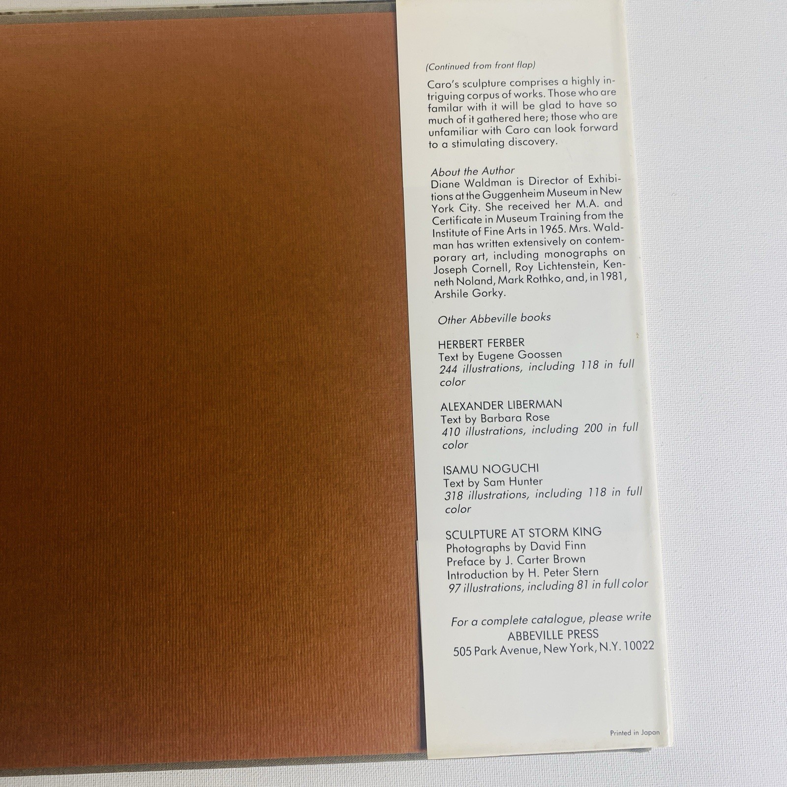 Anthony Caro by Diane Waldman 1983, Hardcover