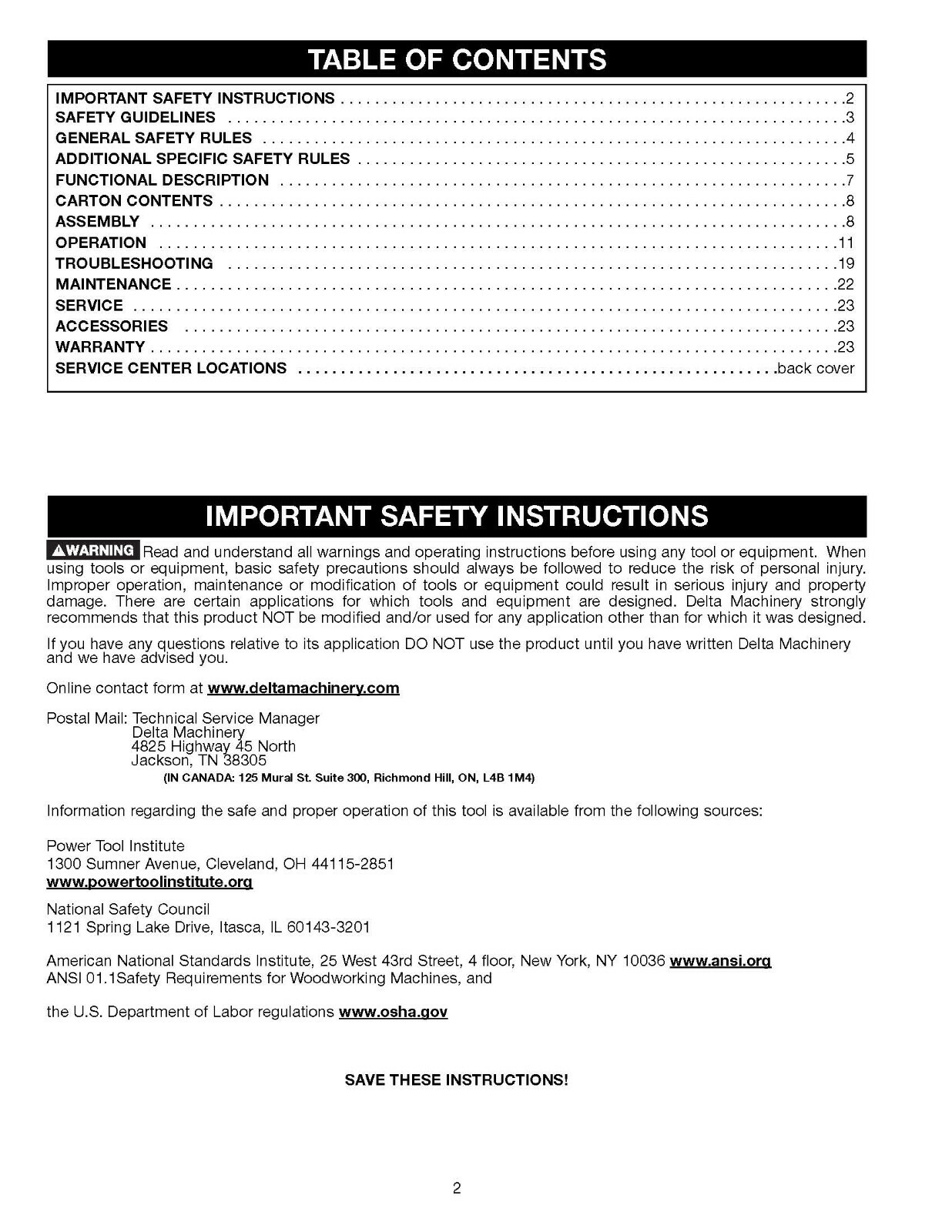 Delta 5″ x 6″ Band Saw 20-330 Instruction Manual SPIRAL BOUND