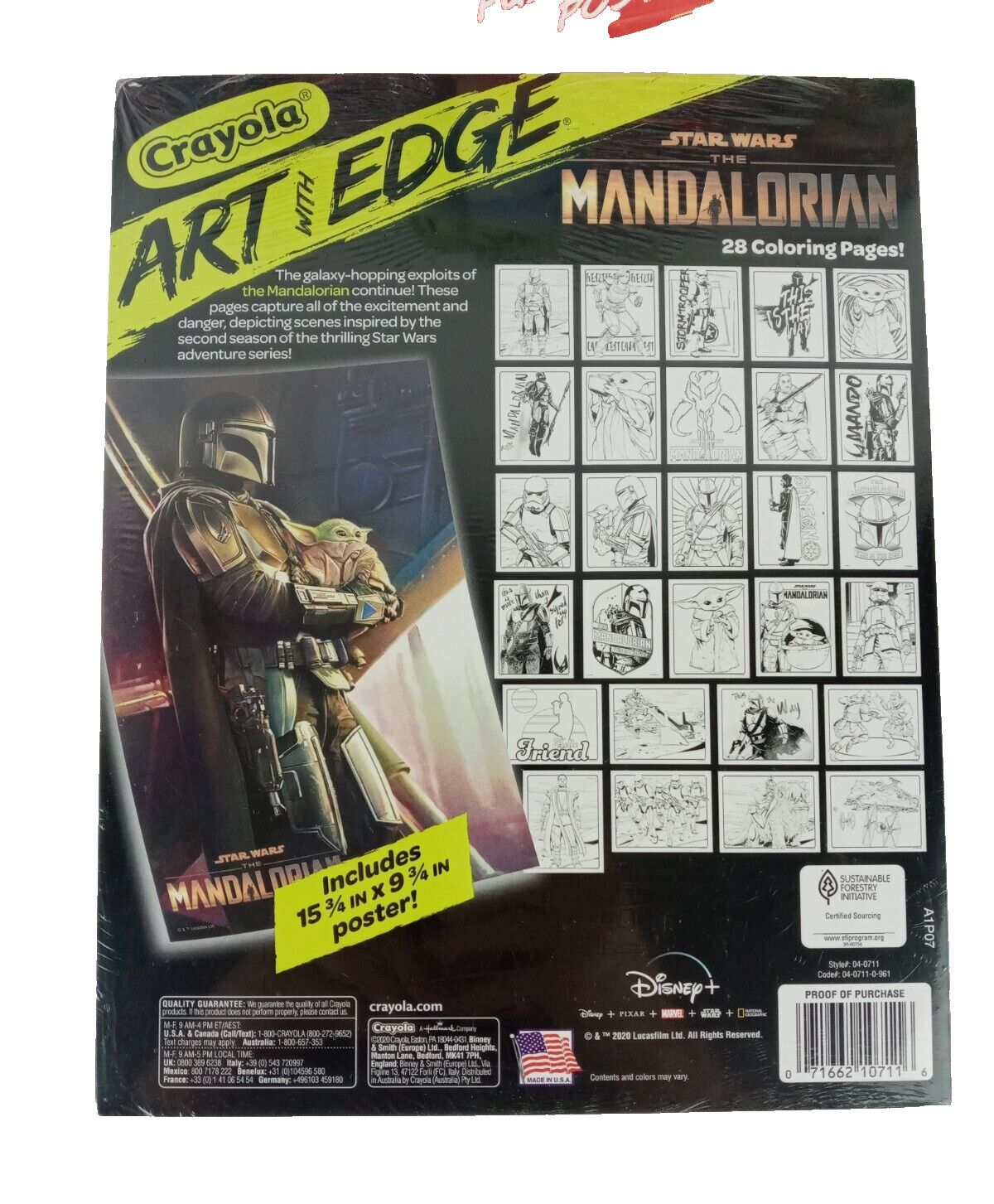 Crayola Art With Edge Star Wars The Mandalorian 28 Pages 1 Poster New! Lot Of 3