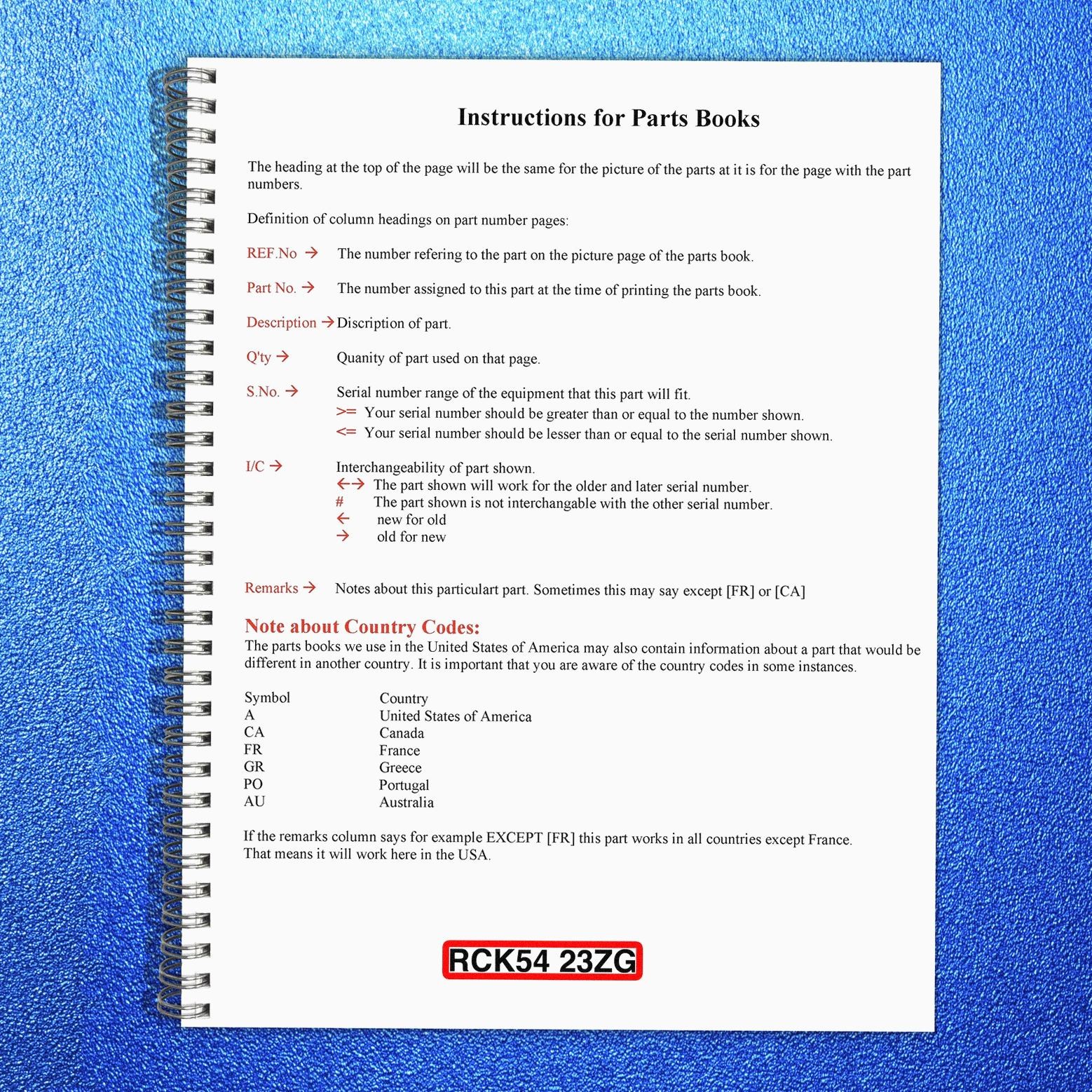 KUBOTA RCK54-23ZG Parts Manual — STEEL WIRE BINDING — PROTECTIVE COVERING