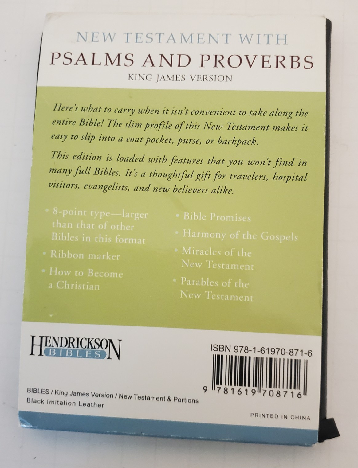 KJV New Testament with Psalms and Proverbs by Hendrickson Bibles Staff
