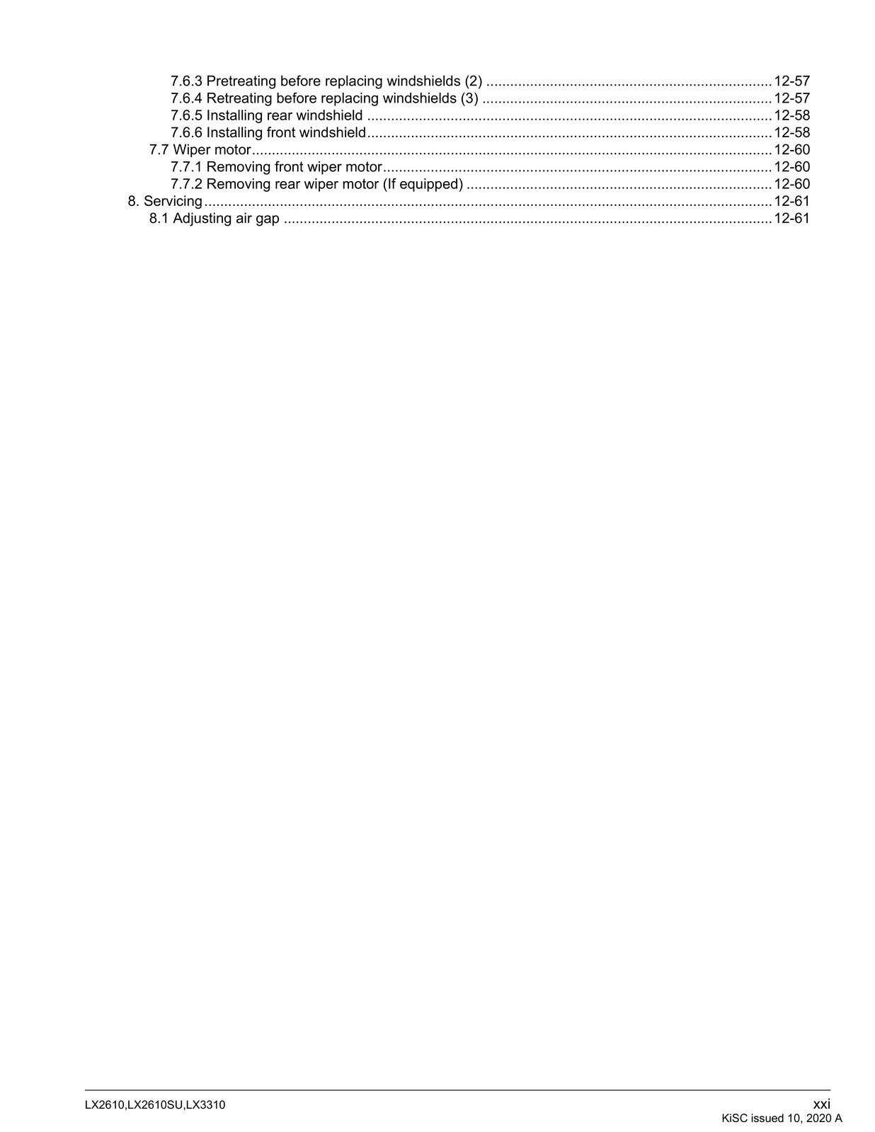 KUBOTA LX2610 LX2610SU LX3310 WORKSHOP MANUAL, BIND — FRONT & BACK — XL FOLDOUTS