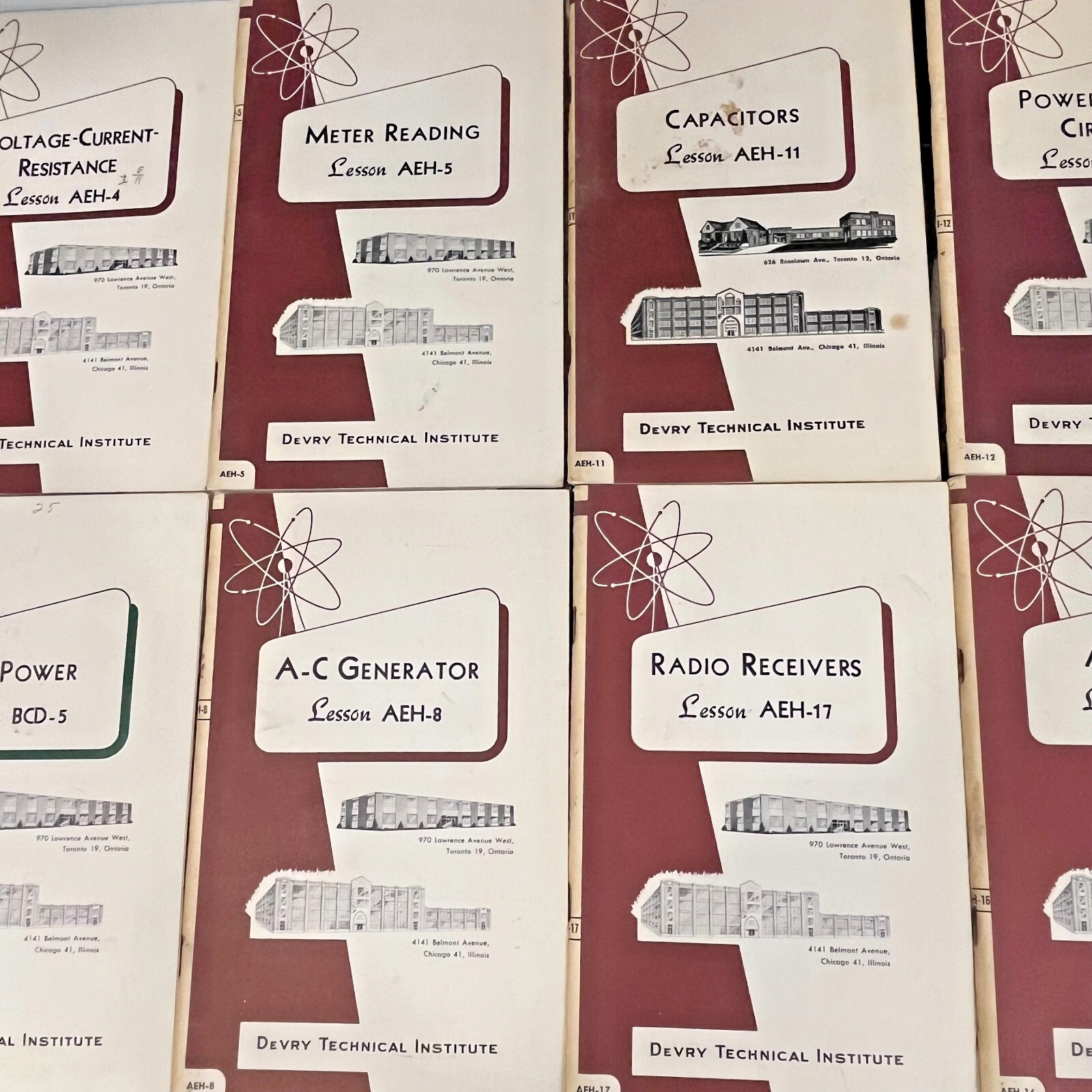 Lot of 11 DeVry Technical Institute Lessons Classes Booklets from the 1960’s