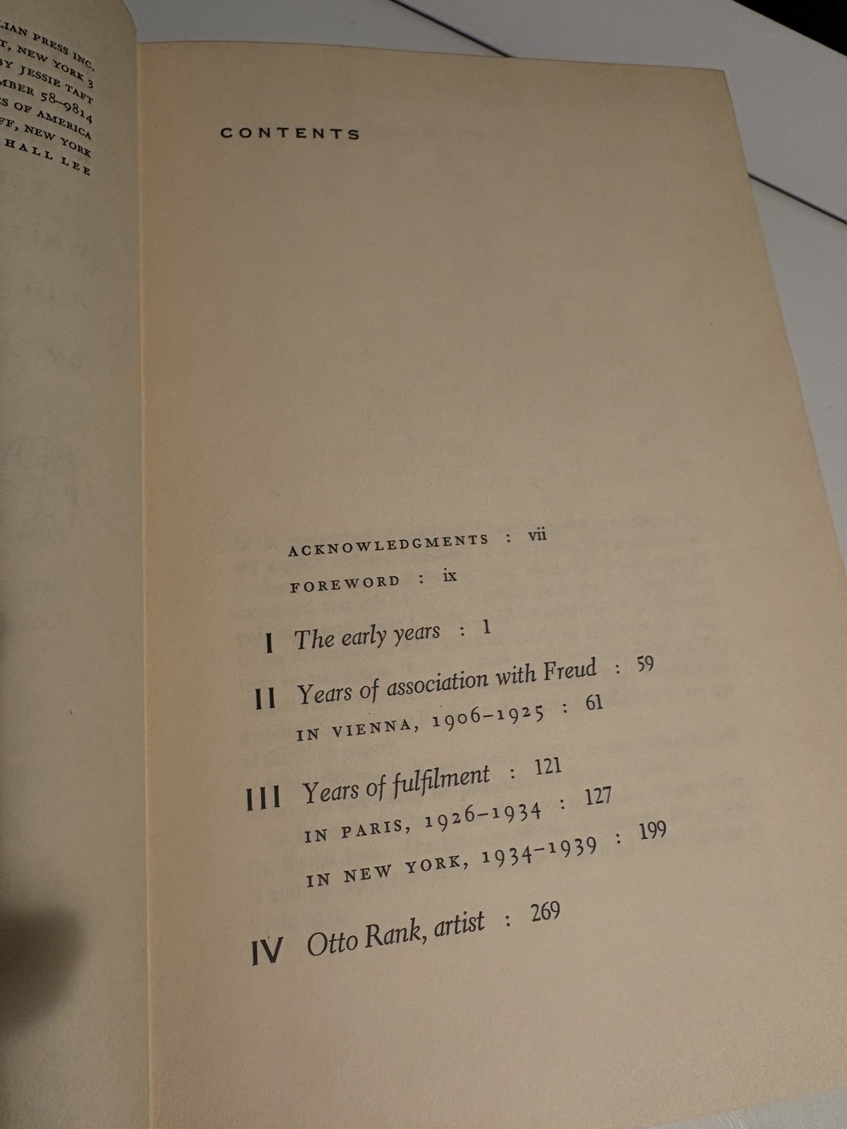 Otto Rank by Jessie Taft A biographical study 1958 Hardcover Book