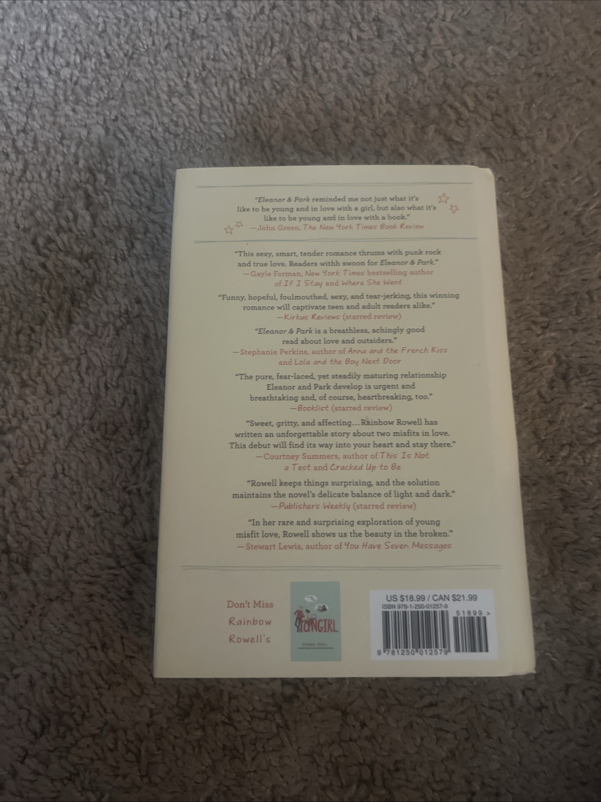 Eleanor & Park by Rainbow Rowell (First Edition (2013, Hardcover)
