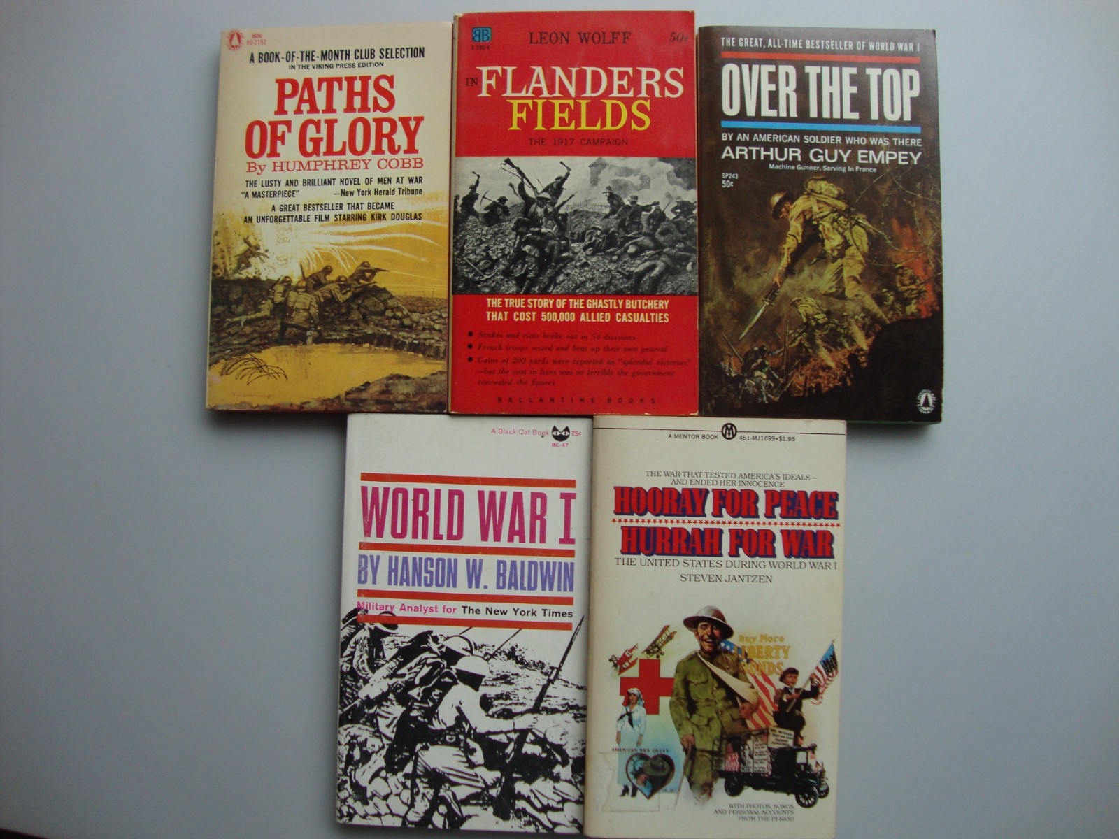 5 new WORLD WAR I paperback books PATHS GLORY, FLANDERS, PEACE non-fiction RARE