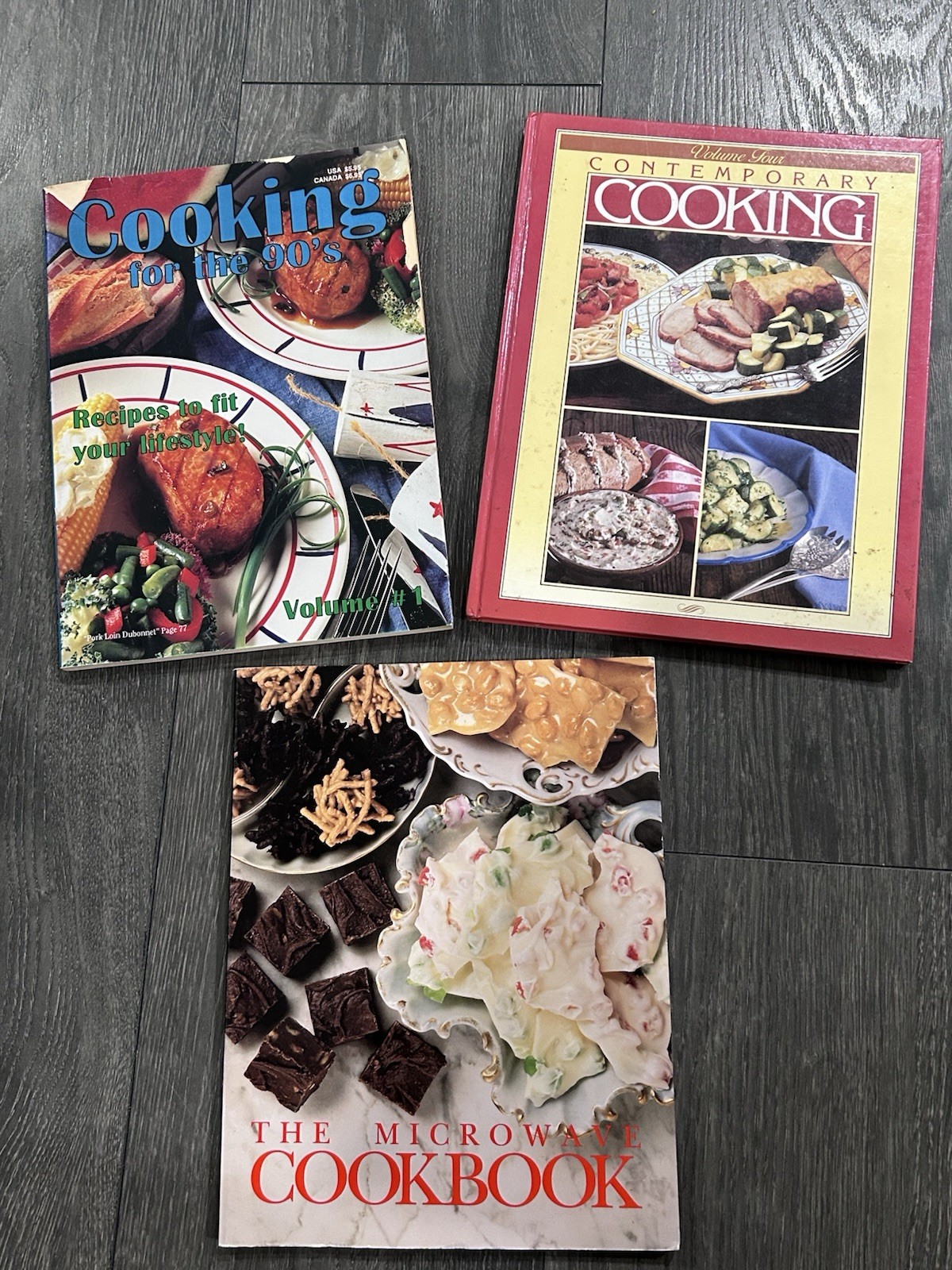 Lot 3 Vintage Cookbooks Cooking For The 90’s Contemporary Cooking Microwave