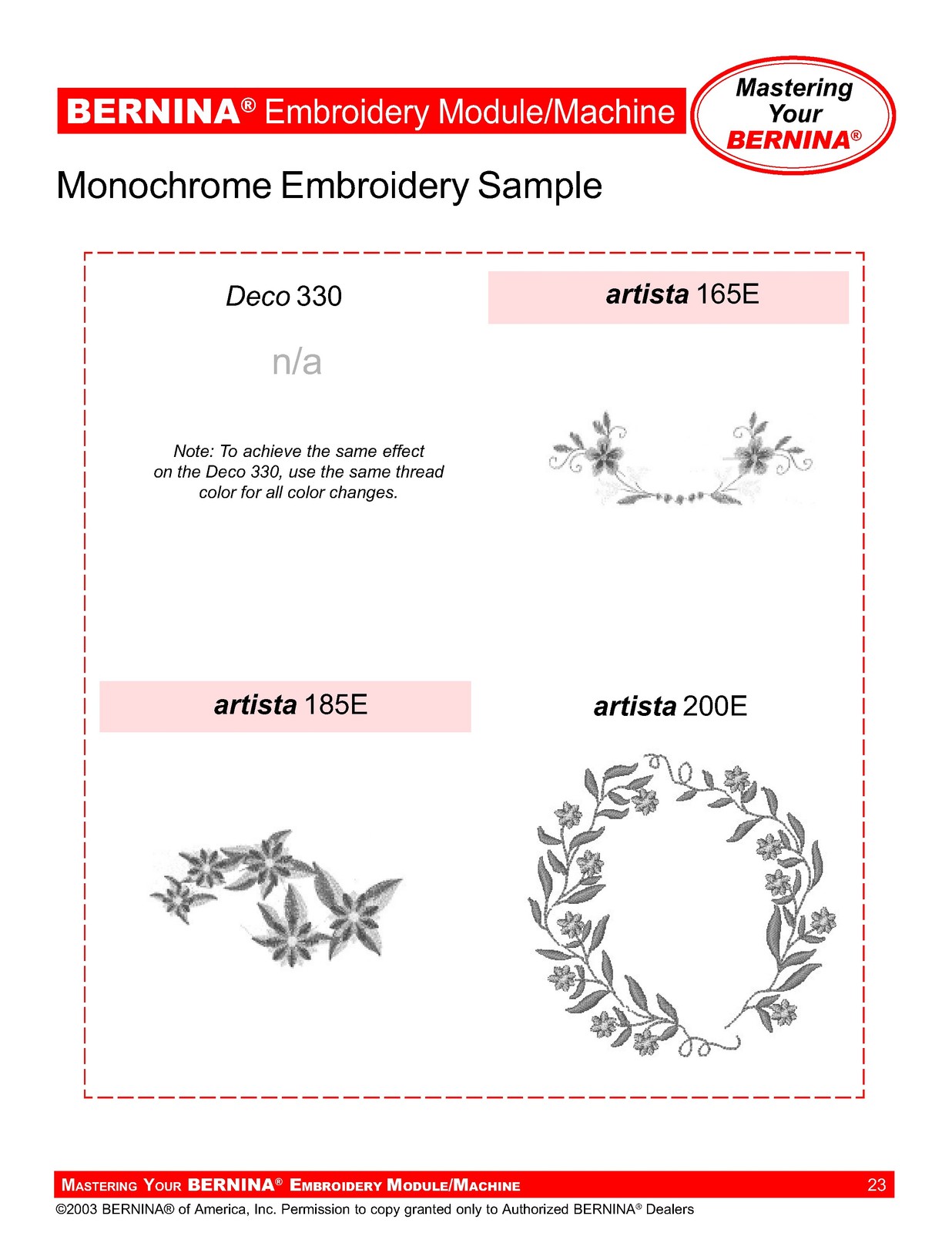 BERNINA Embroidery Mastery Workbook User Manual Operation Guide