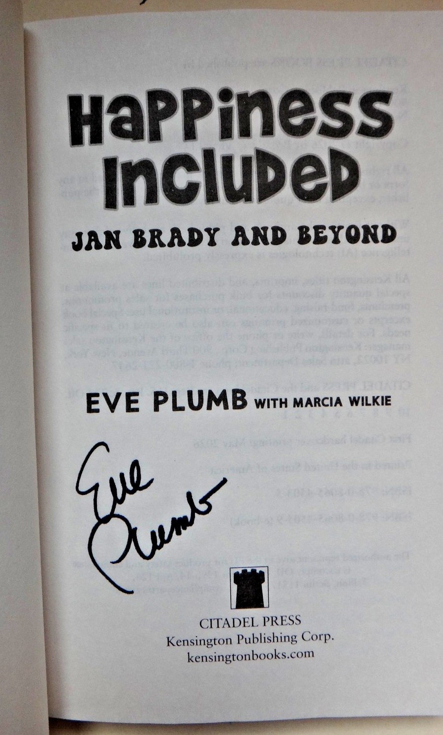 Eve Plumb SIGNED Happiness Included Jan Brady and Beyond (2026, Hardcover) PROOF