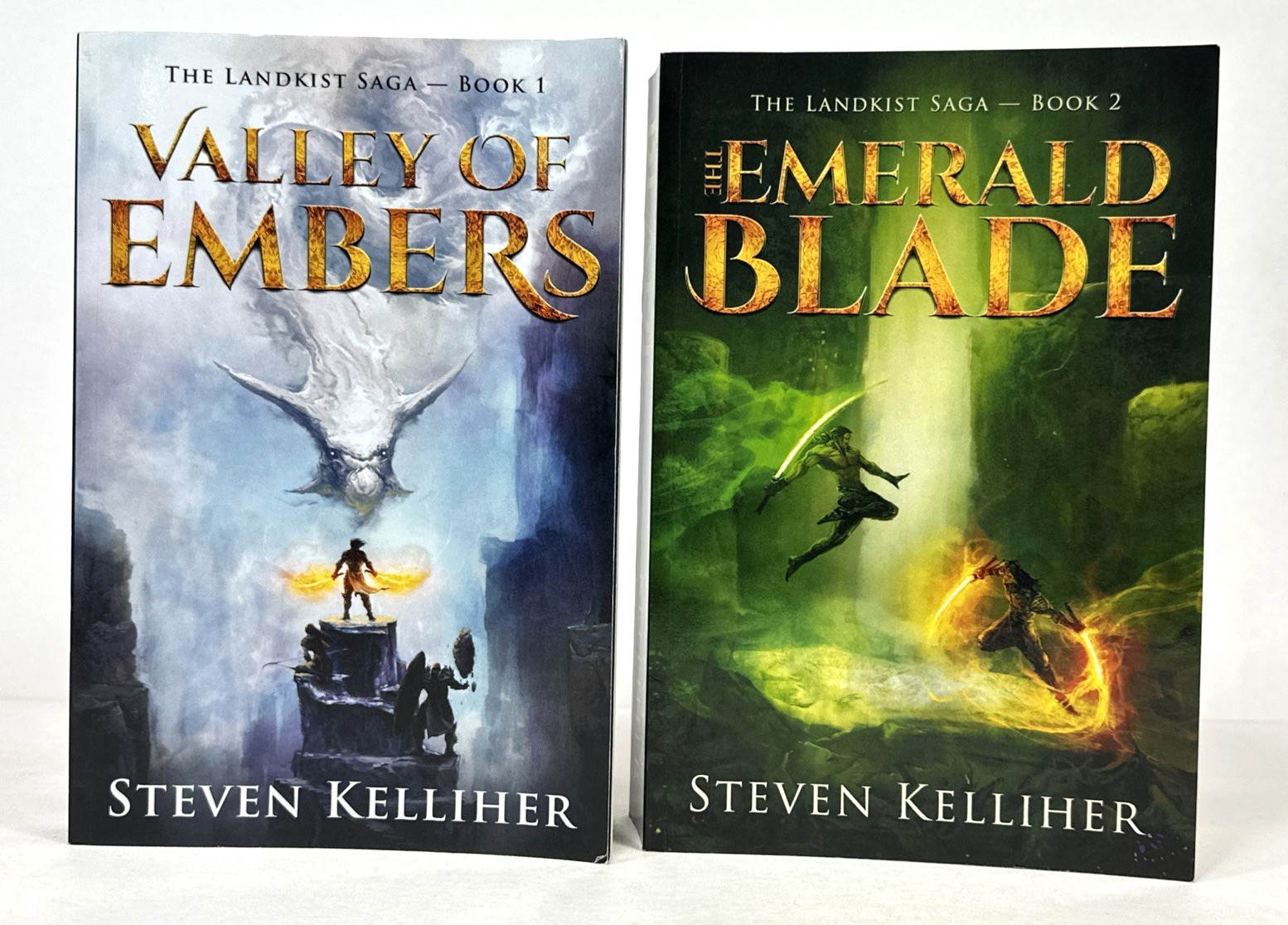 The Landkist Saga 2 book Lot by Steven Kelliher, Valley of Embers, Emerald Blade