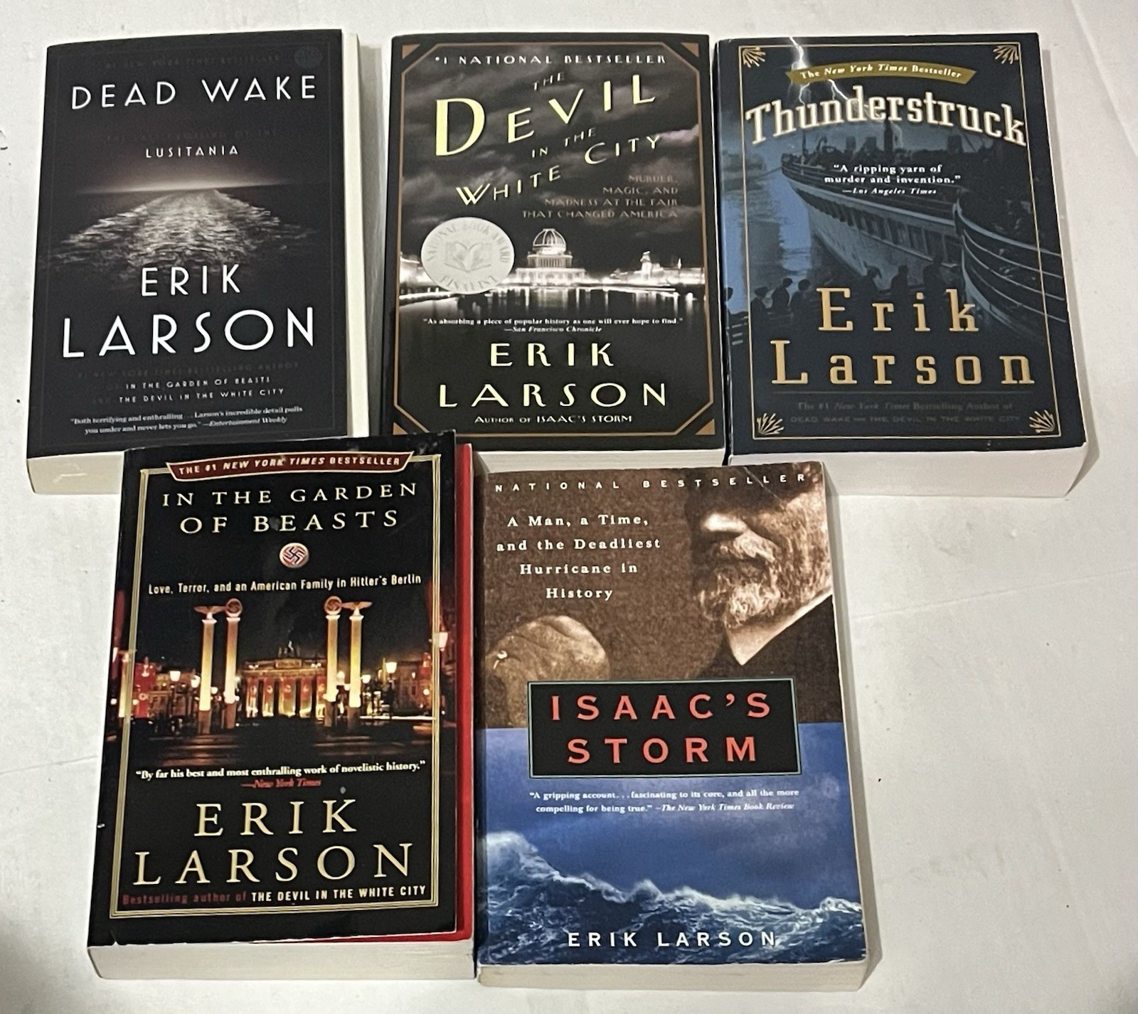 Erik Larson 6 Paperback Book lot Dead Garden Isaac’s Storm Devil Thunderstruck