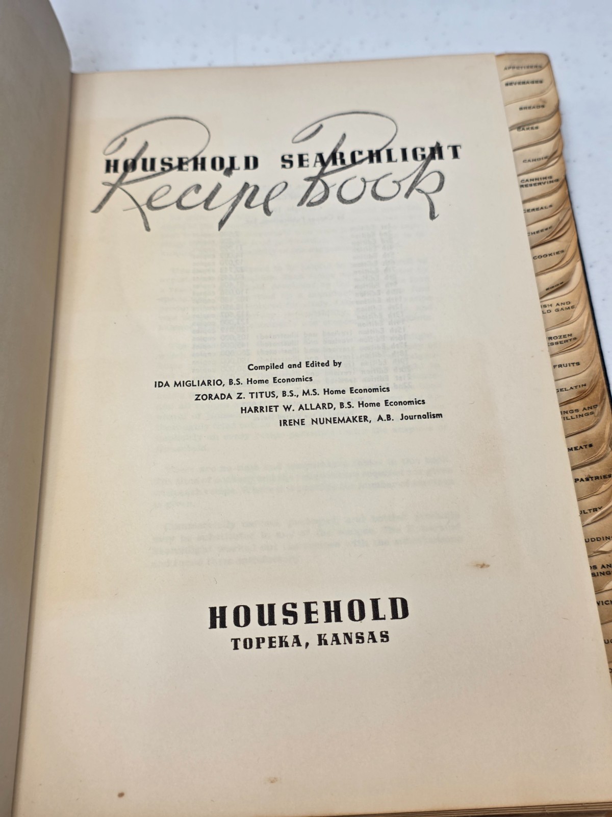 Searchlight Recipe (1949) Book Household Magazine Tabbed HC Vintage