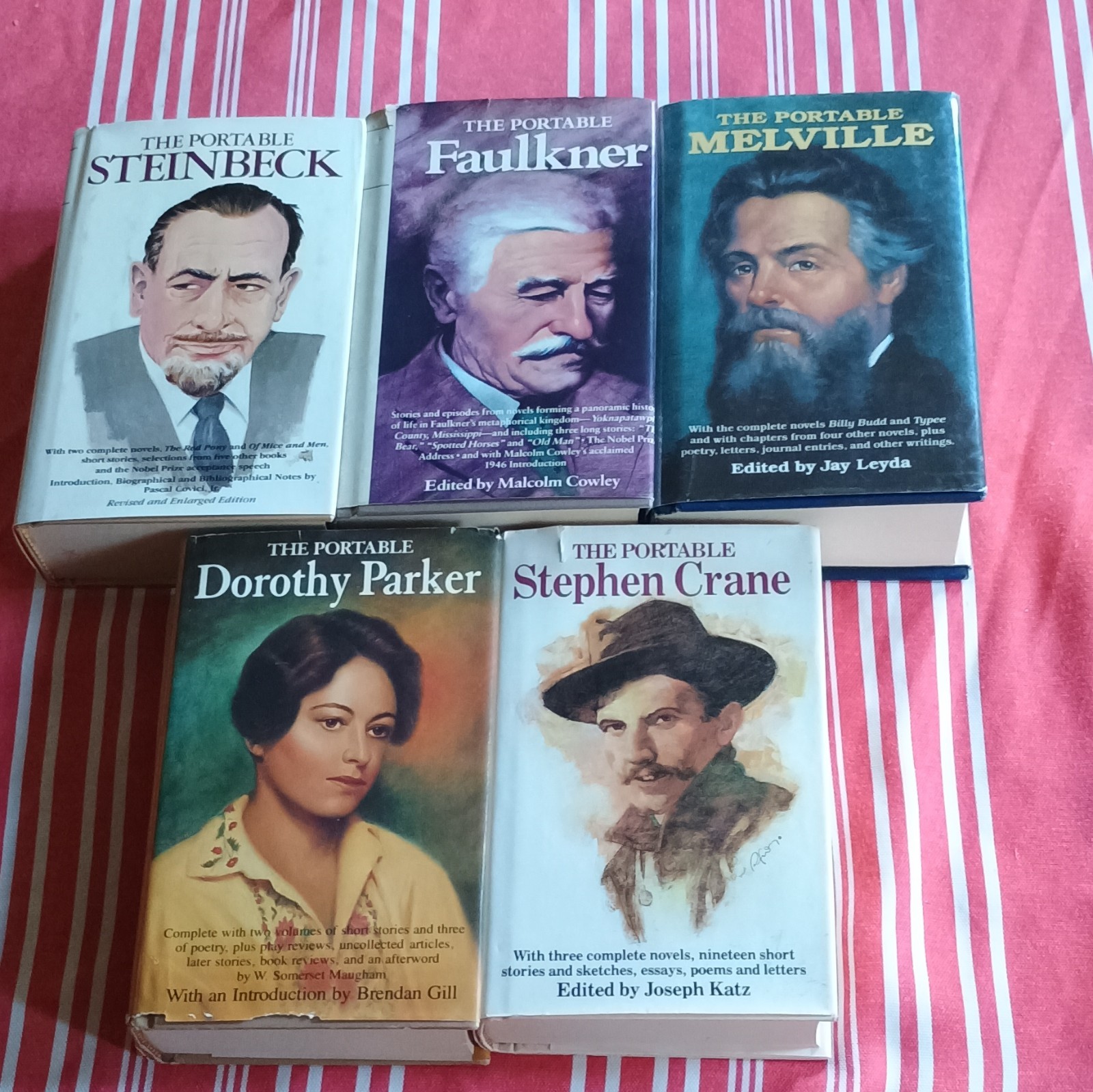 Viking Portable Lot HCDJ Steinbeck Faulkner Melville Parker Crane 1980s
